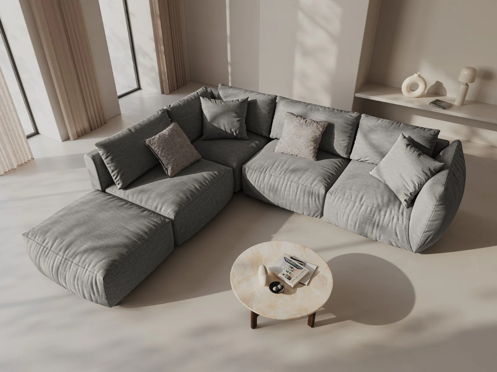 Sofa modułowa CHRIS - element środkowy szary szenil - Image 2