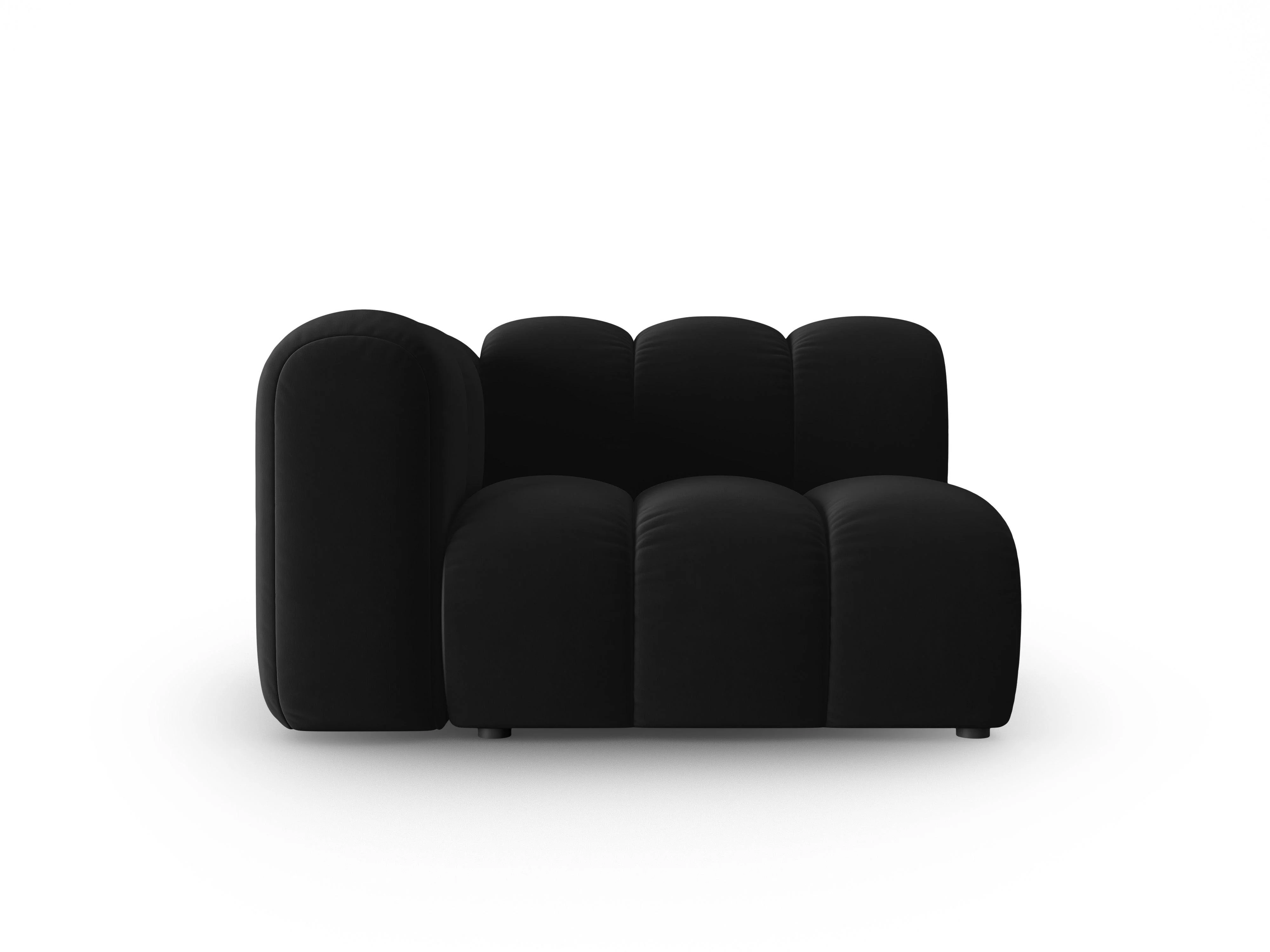 Sofa modułowa aksamitna lewostronna LUPINE czarny - element końcowy - Image 2