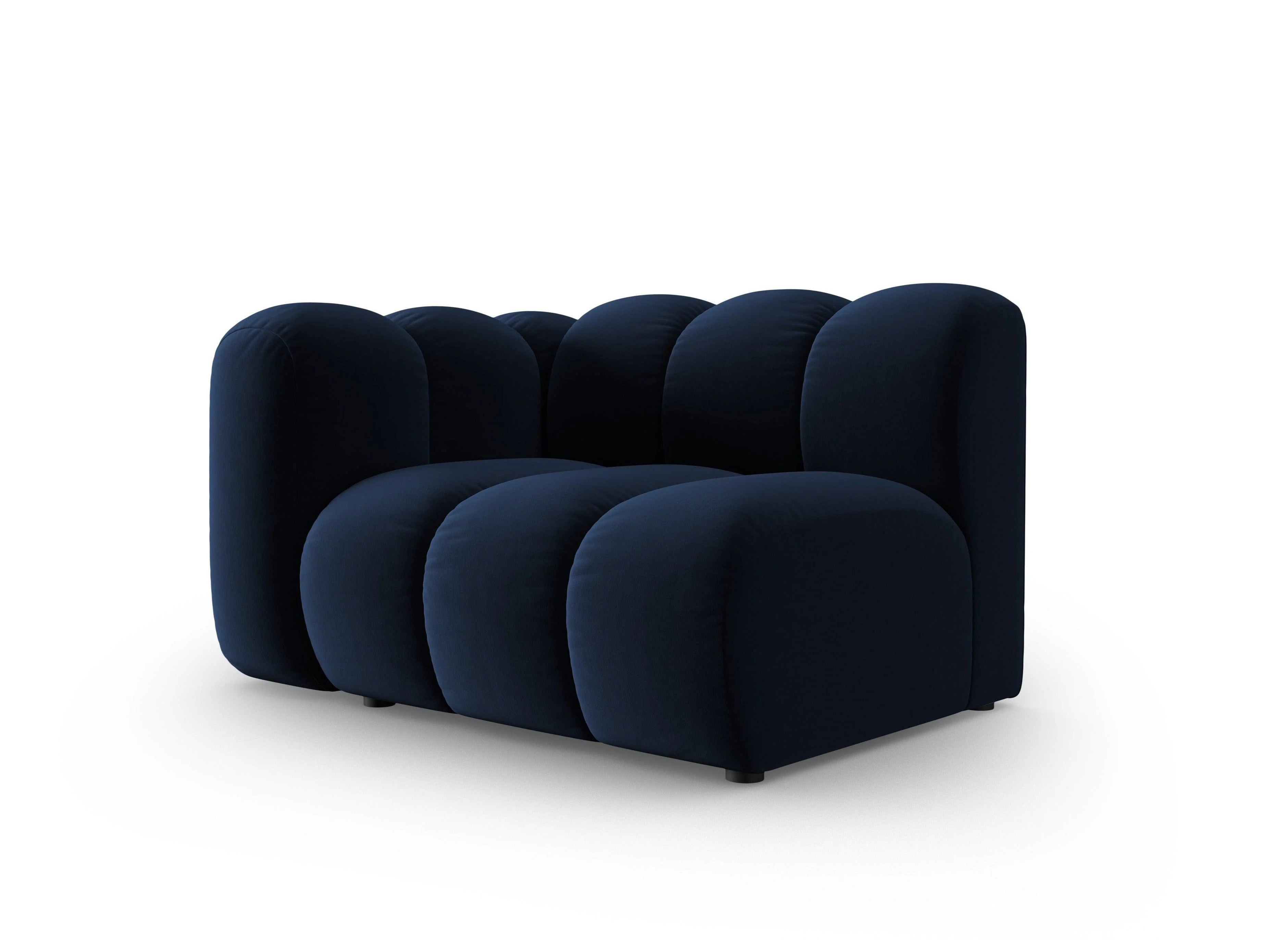 Sofa modułowa aksamitna lewostronna LUPINE granatowy - element końcowy