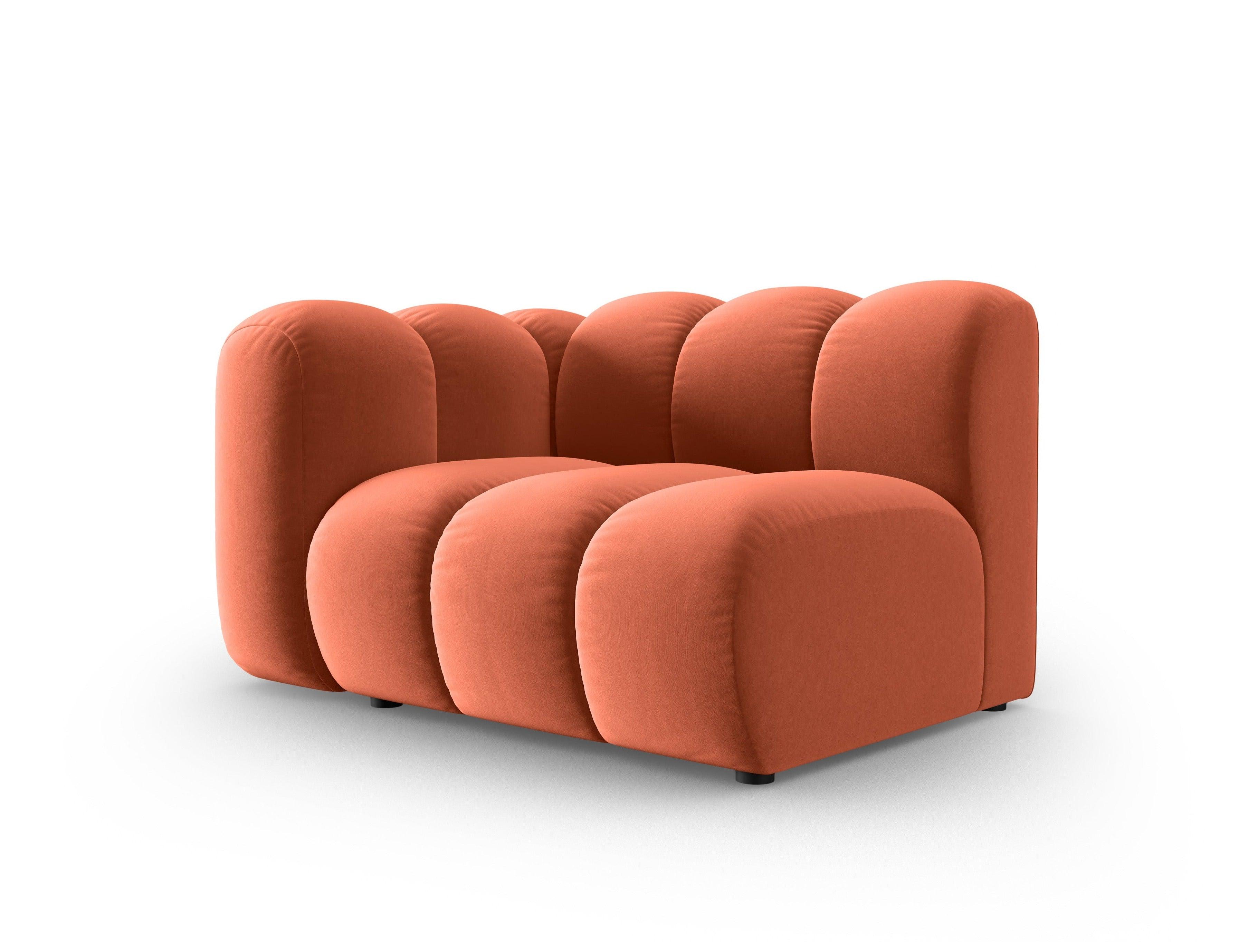 Sofa modułowa aksamitna lewostronna LUPINE koralowy - element końcowy