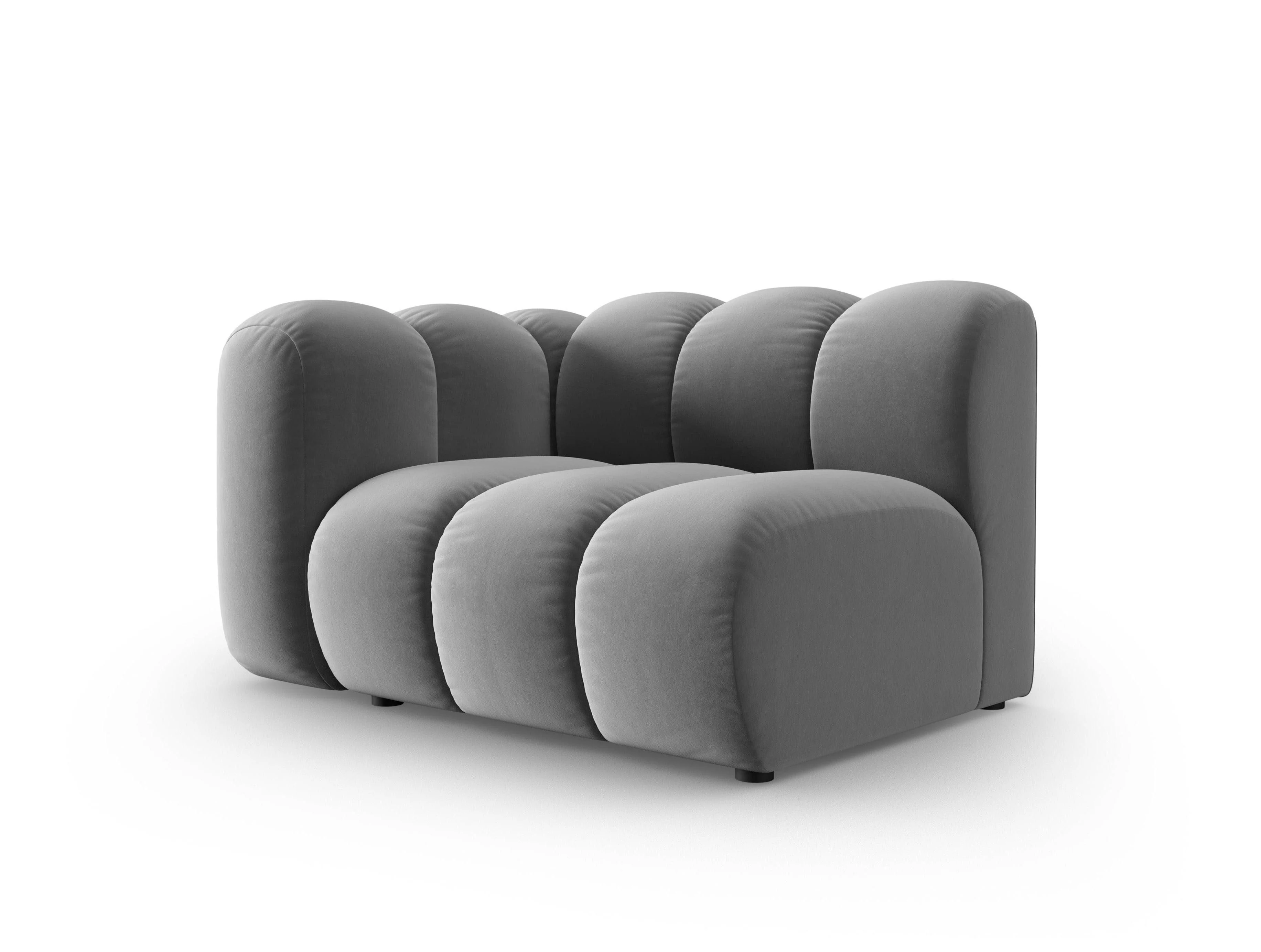 Sofa modułowa aksamitna lewostronna LUPINE szary - element końcowy