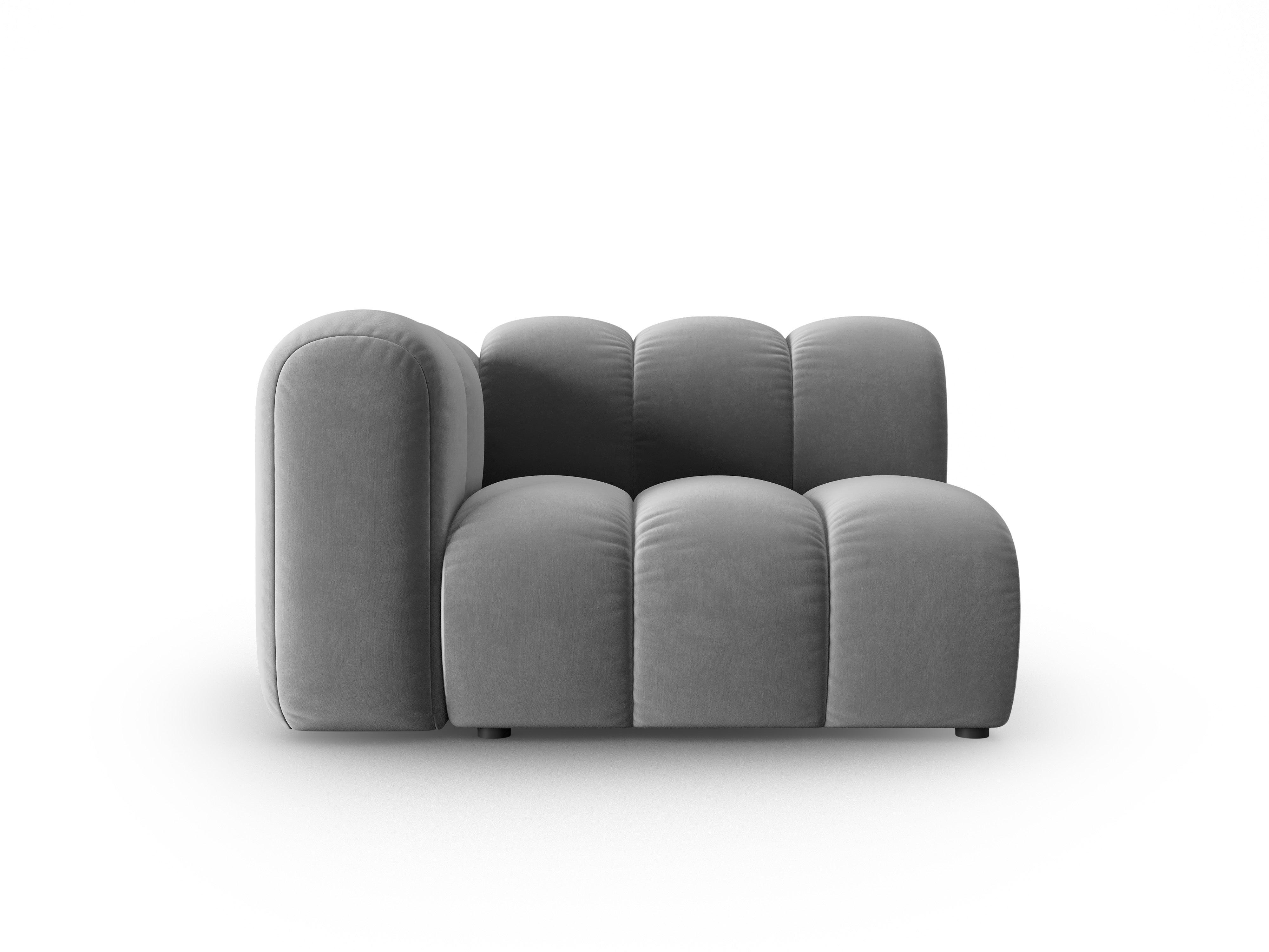 Sofa modułowa aksamitna lewostronna LUPINE szary - element końcowy - Image 2