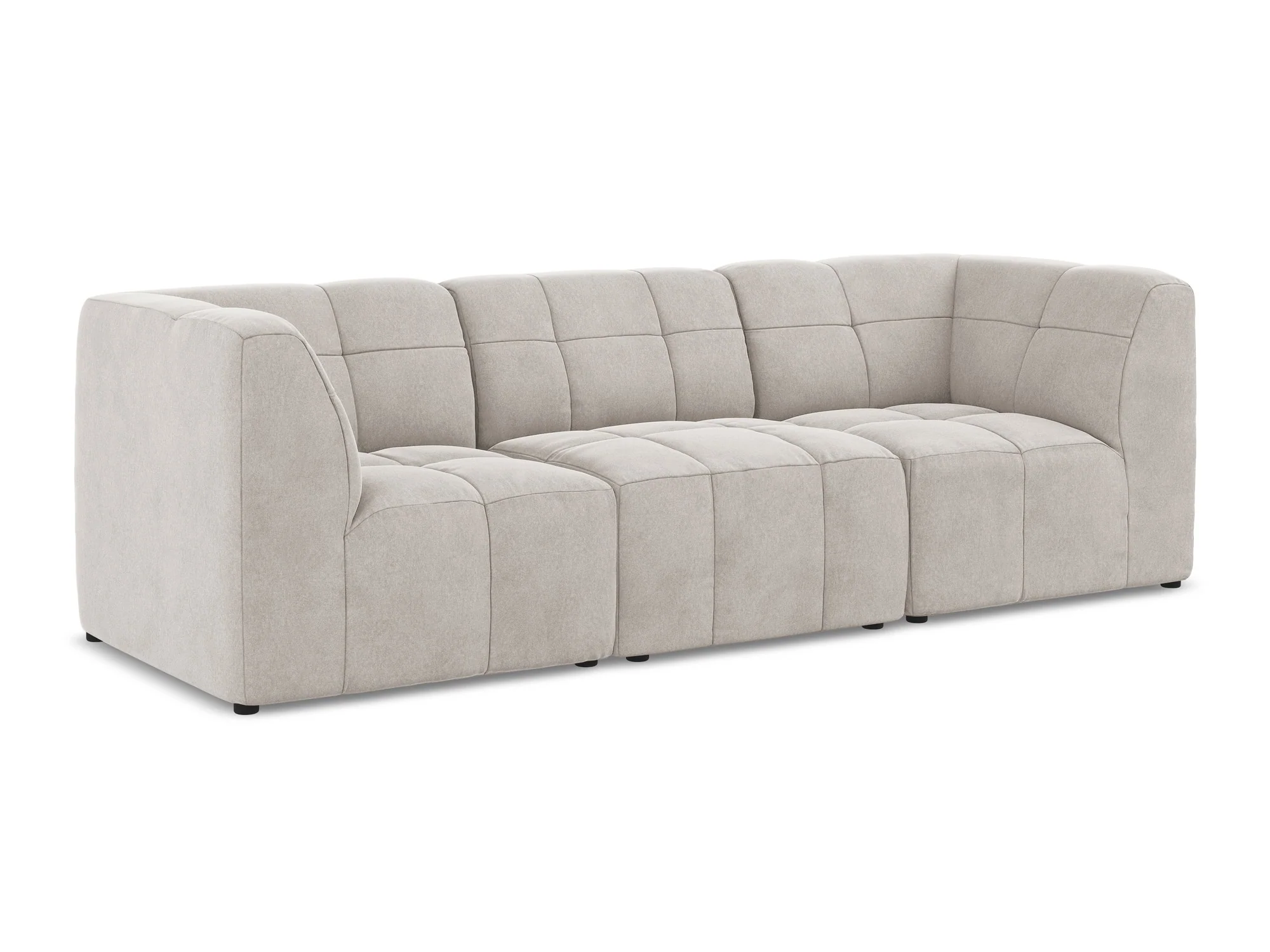 Sofa modułowa aksamitna 3-osobowa ALOHA jasnobeżowy