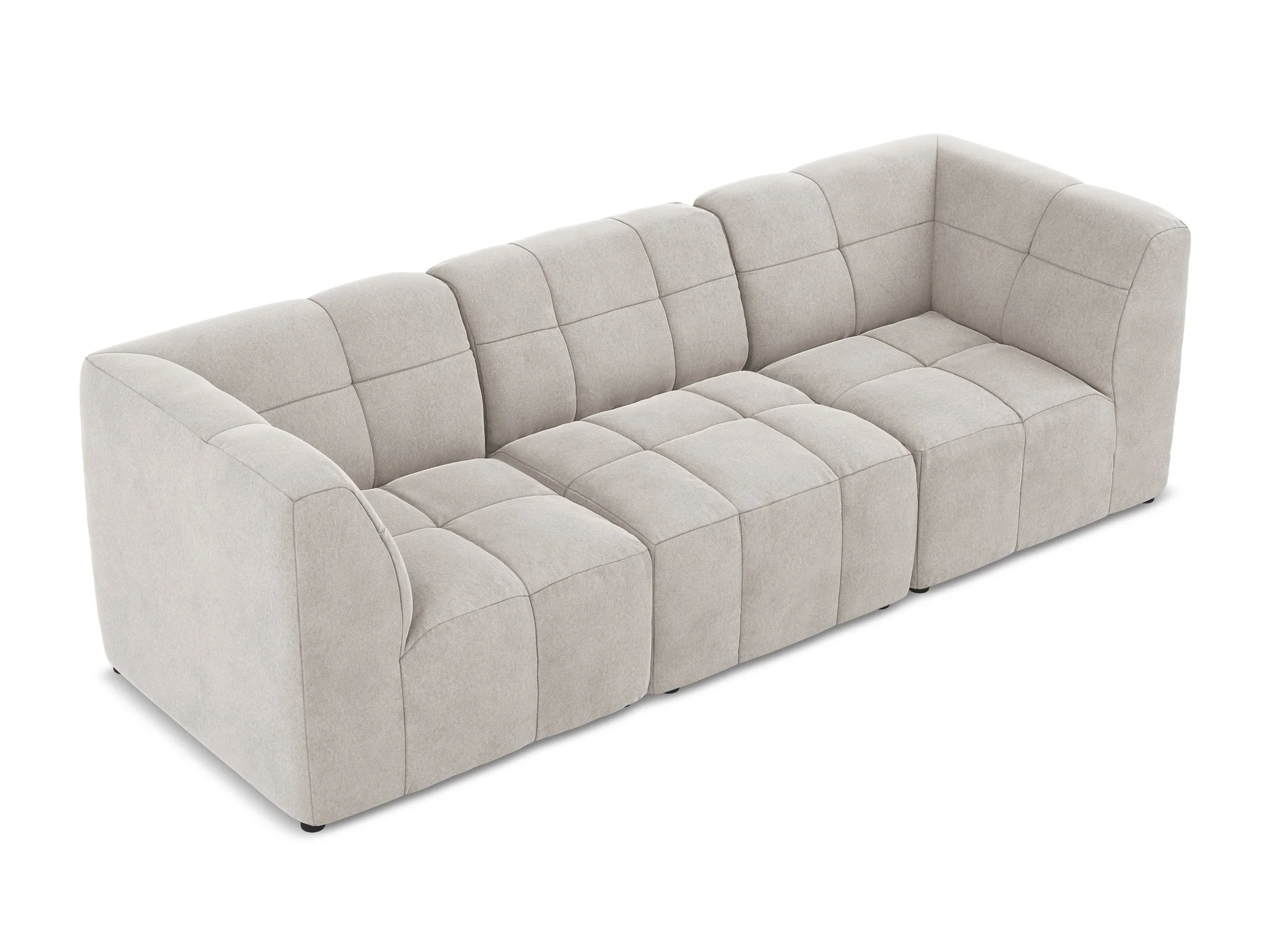Sofa modułowa aksamitna 3-osobowa ALOHA jasnobeżowy - Image 4