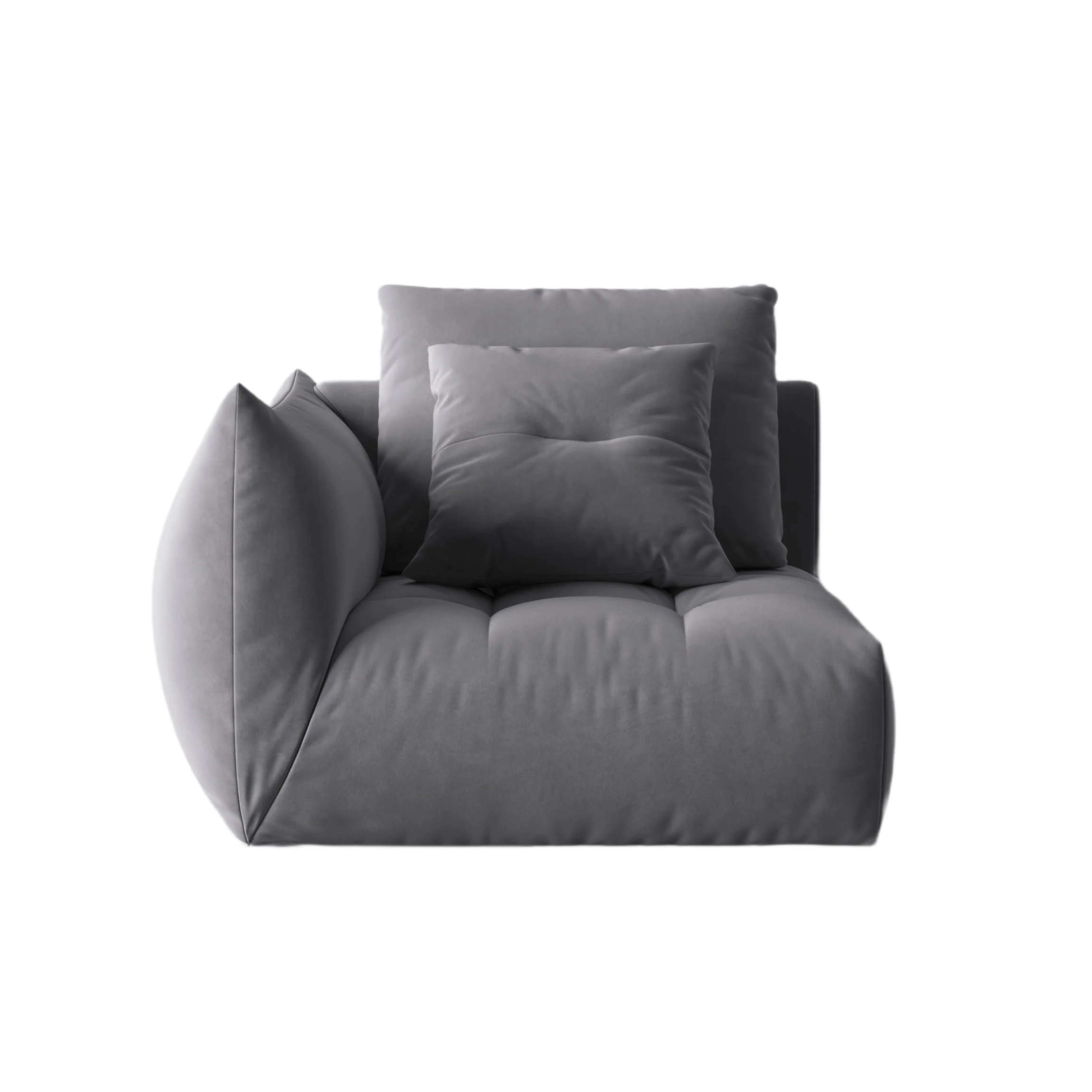 Sofa modułowa aksamitna BLOOM - element lewostronny ciemnoszary