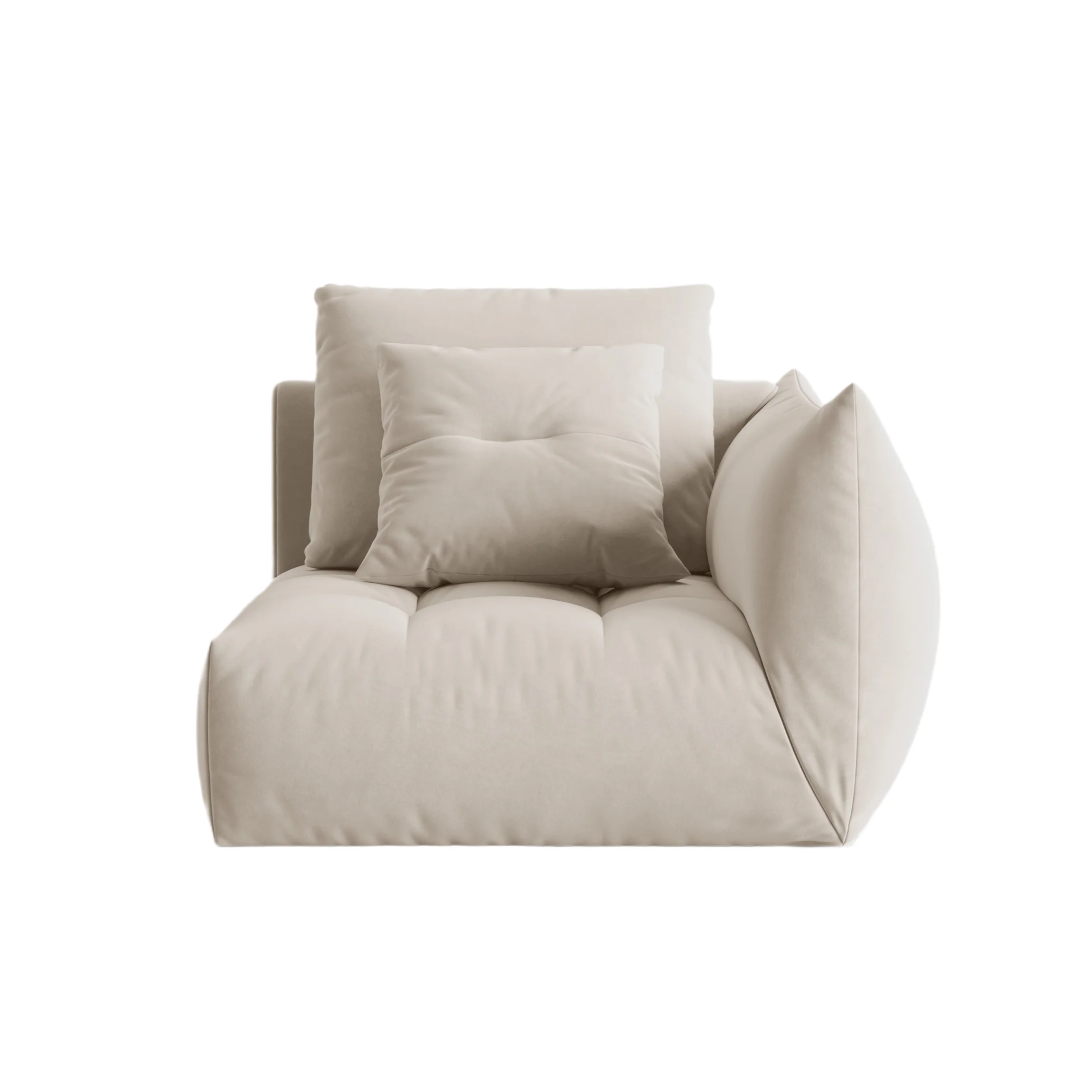 Sofa modułowa aksamitna BLOOM - element prawostronny ecru
