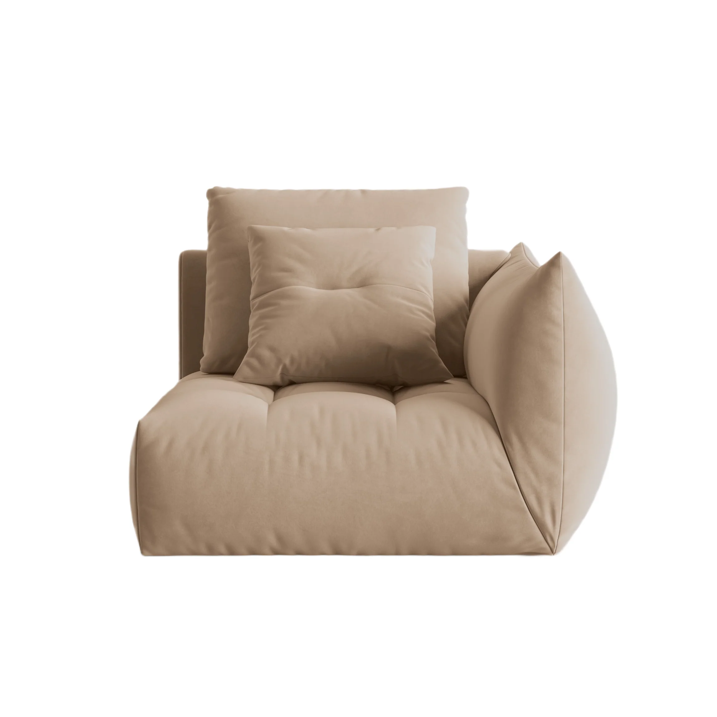 Sofa modułowa aksamitna BLOOM - element prawostronny piaskowy