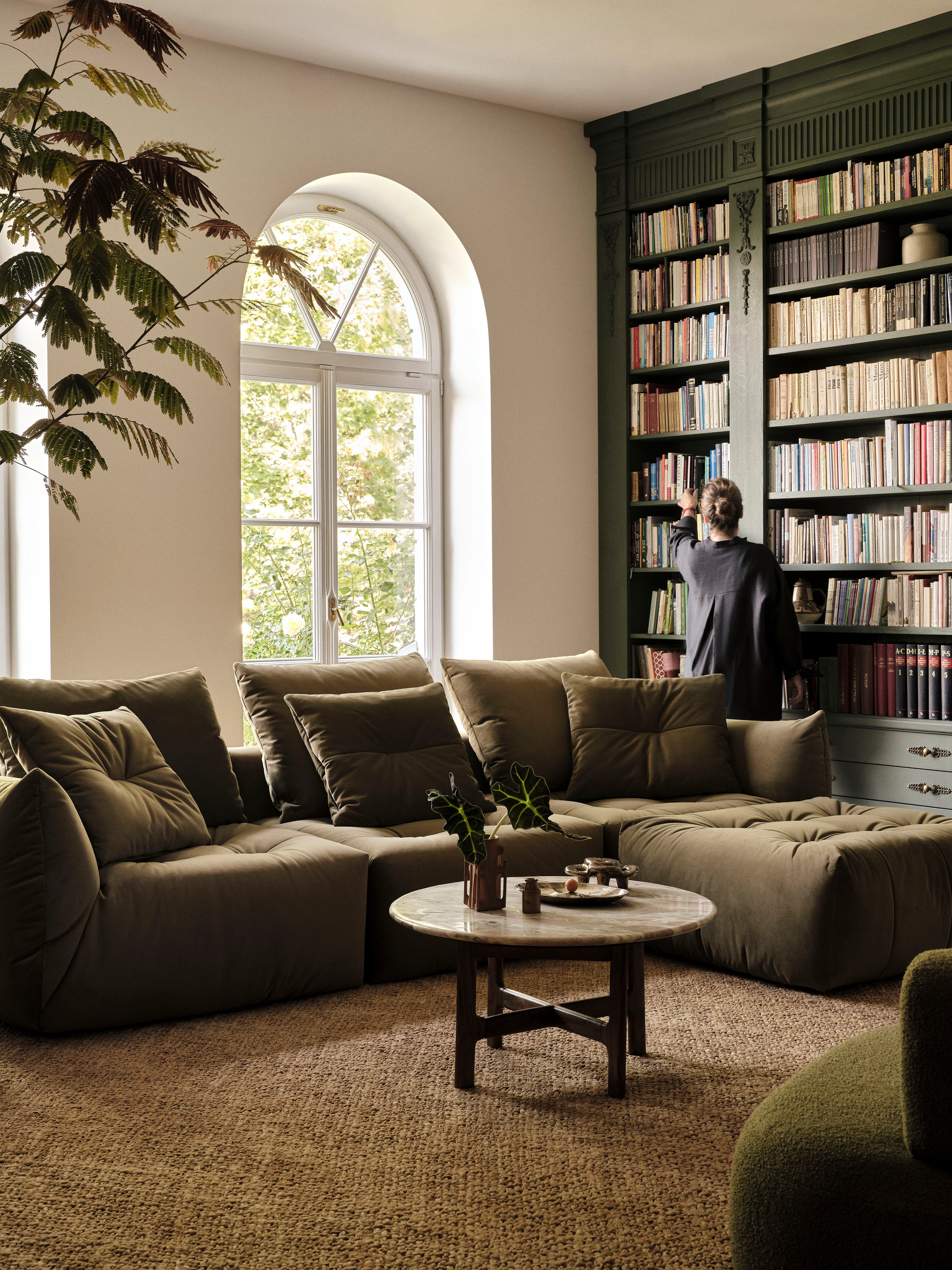 Sofa modułowa BLOOM - element lewostronny ciemnobeżowy szenil - Image 13