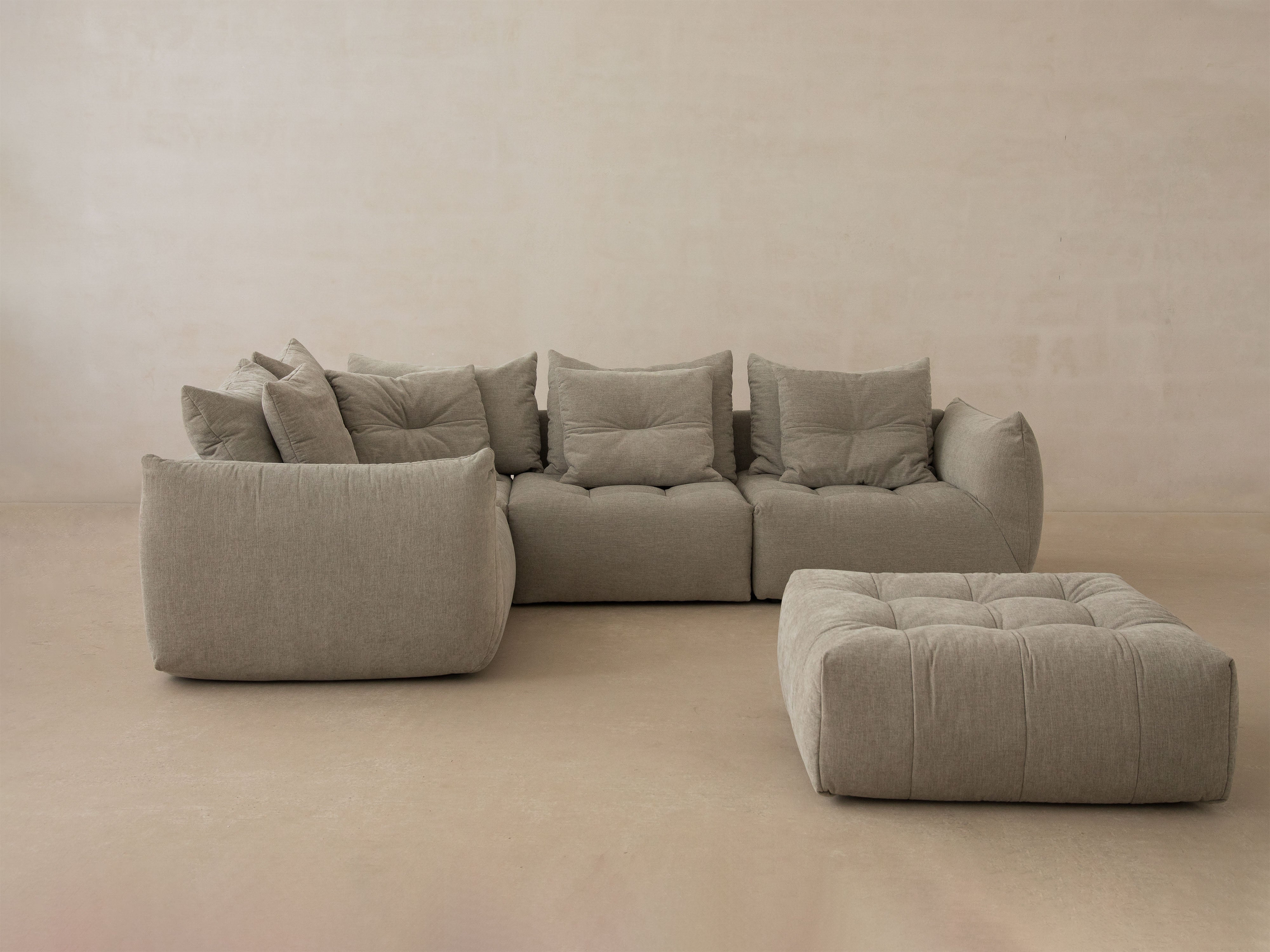 Sofa modułowa BLOOM - element lewostronny ciemnobeżowy szenil - Image 14