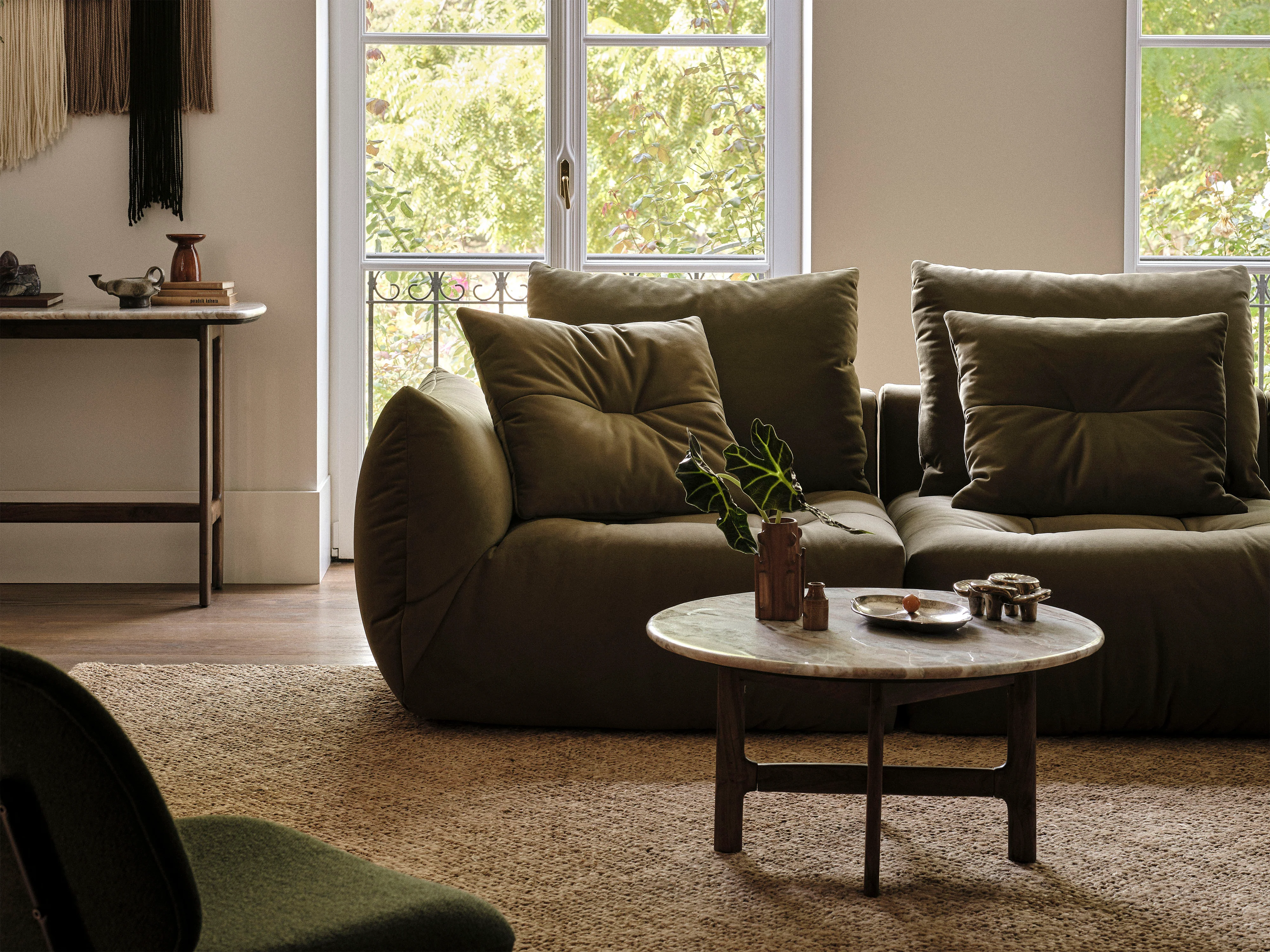 Sofa modułowa BLOOM - element lewostronny ciemnobeżowy szenil - Image 7