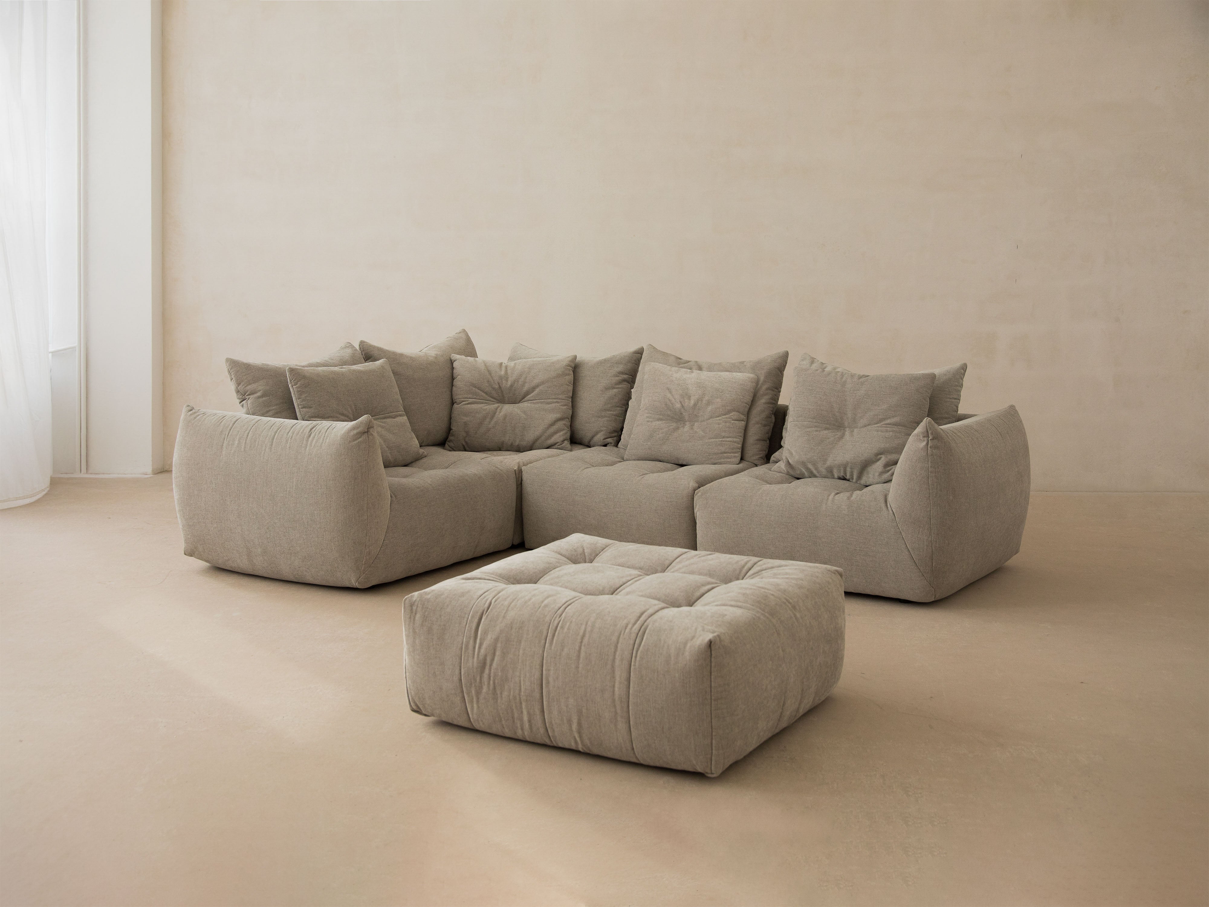 Sofa modułowa BLOOM - element lewostronny ciemnobeżowy szenil - Image 8