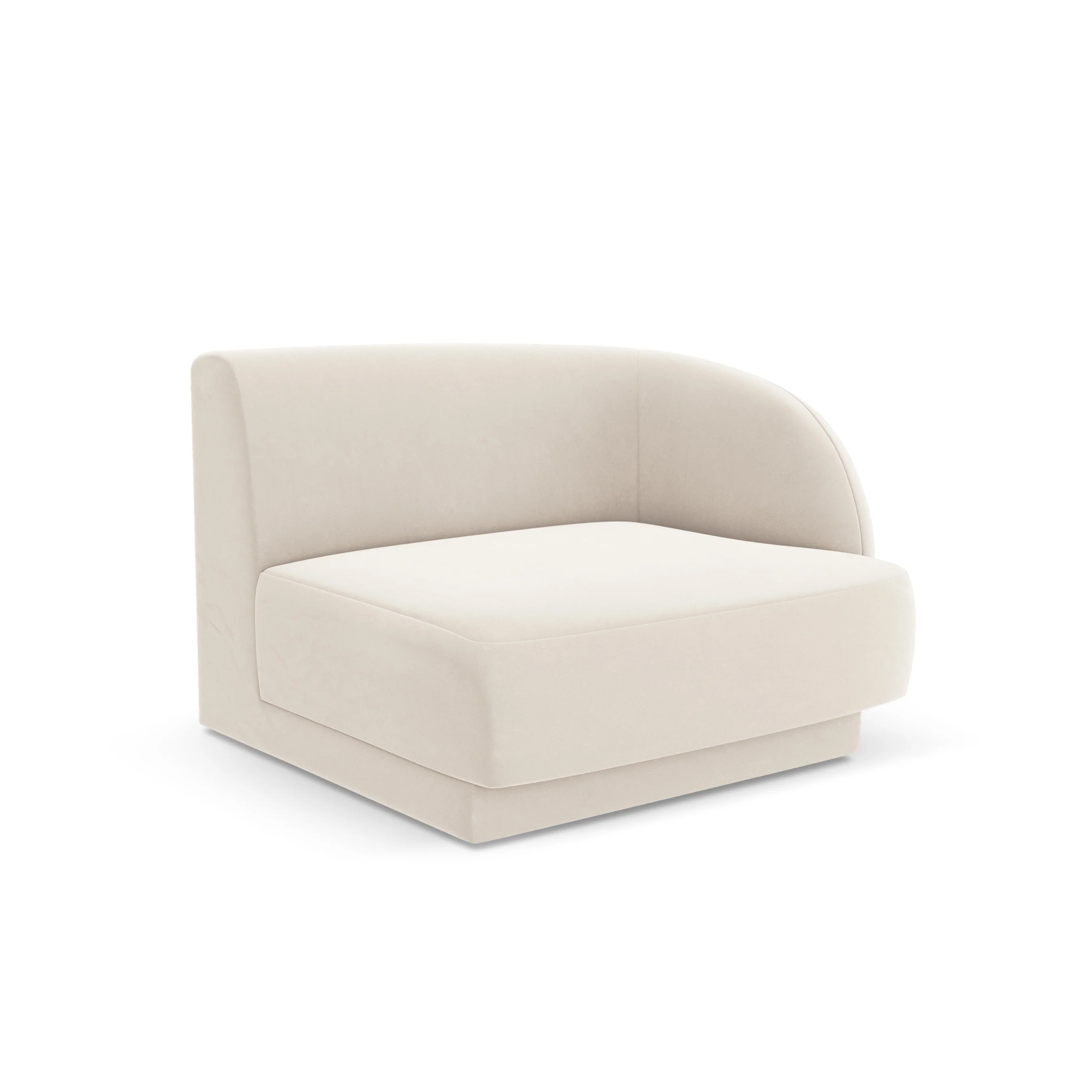Sofa modułowa aksamitna MILEY - moduł prawostronny jasnobeżowy - Image 2