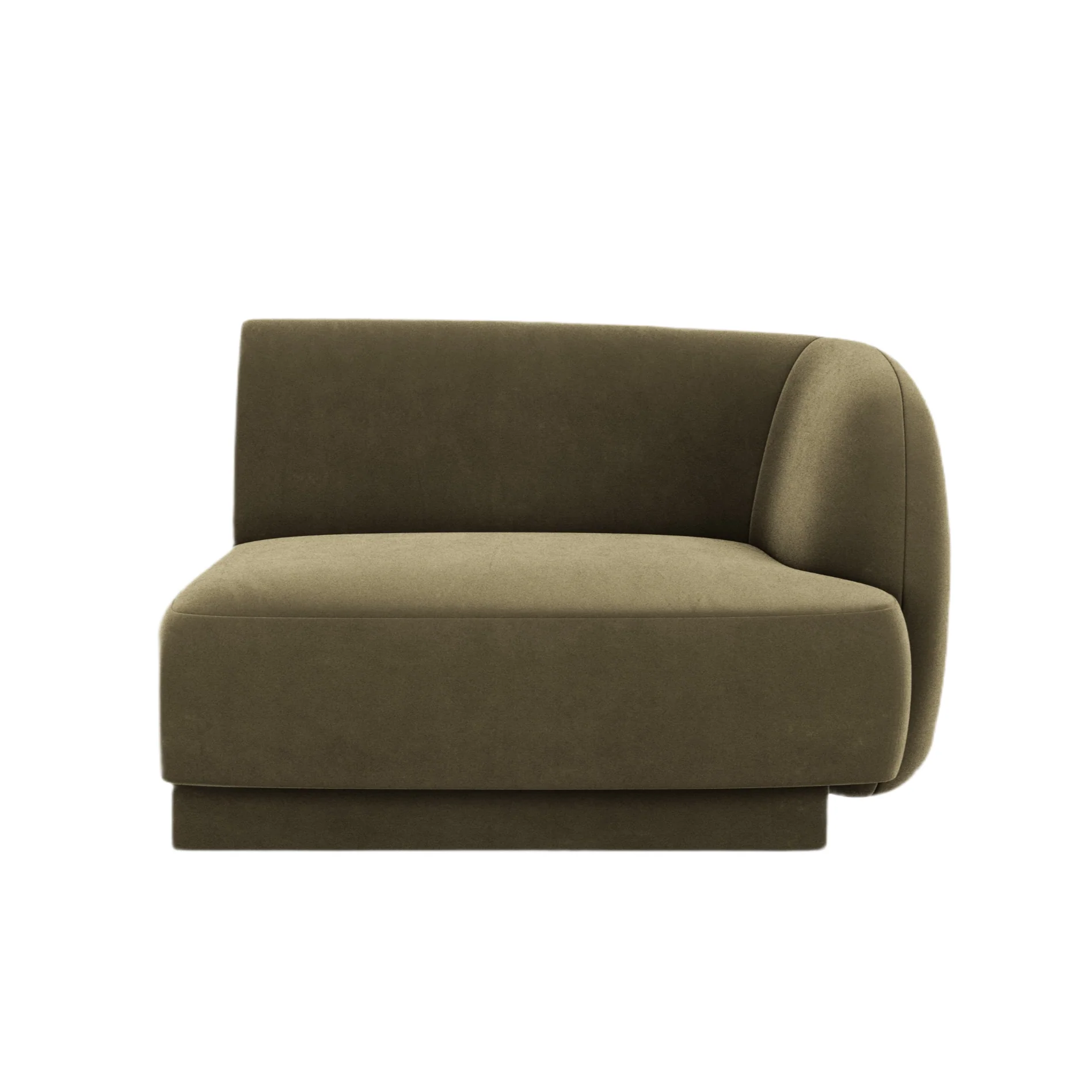 Sofa modułowa aksamitna MILEY - moduł prawostronny zielony