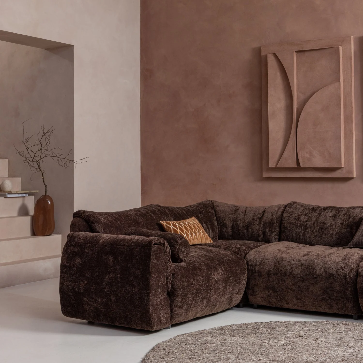 Sofa modułowa BAGGY 3D - element narożny ciemnobrązowy - Image 4