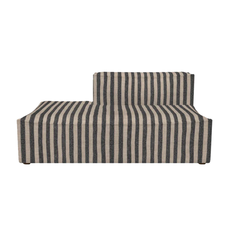 Sofa modułowa CATENA Louisiana - element końcowy otwarty lewostronny czarny z piaskowym