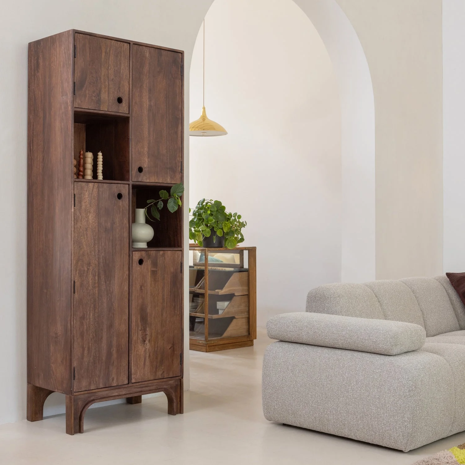 Sofa modułowa MOJO - element 1,5-osobowy lewostronny beżowy melanż bouclé - Image 3