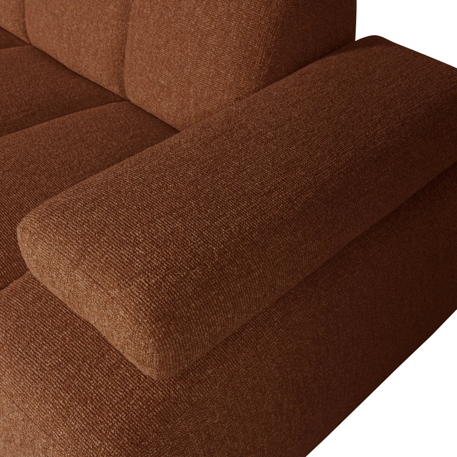 Sofa modułowa MOJO - element 1,5-osobowy prawostronny rdzawy brązowy bouclé - Image 2