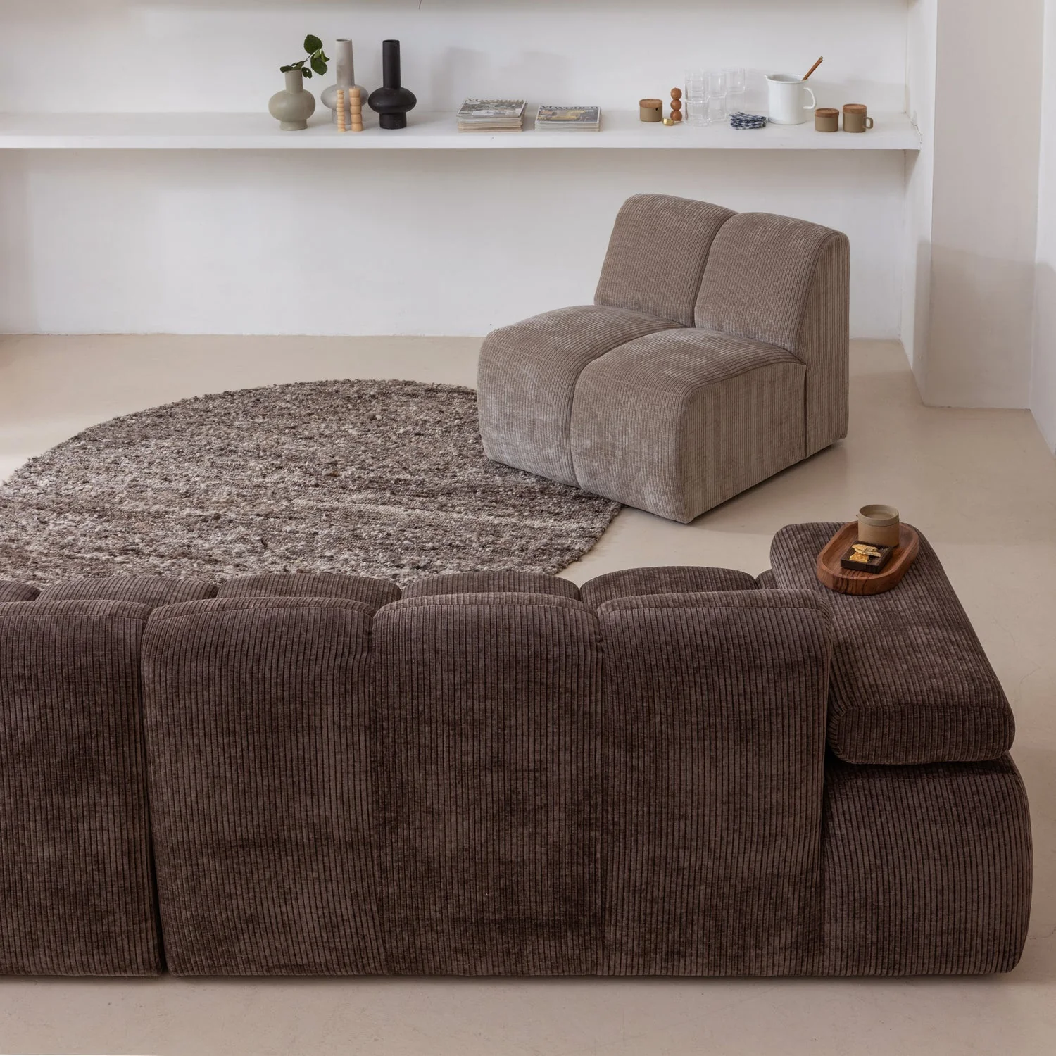 Sofa modułowa MOJO - element 1-osobowy ciemny piaskowy sztruks - Image 2