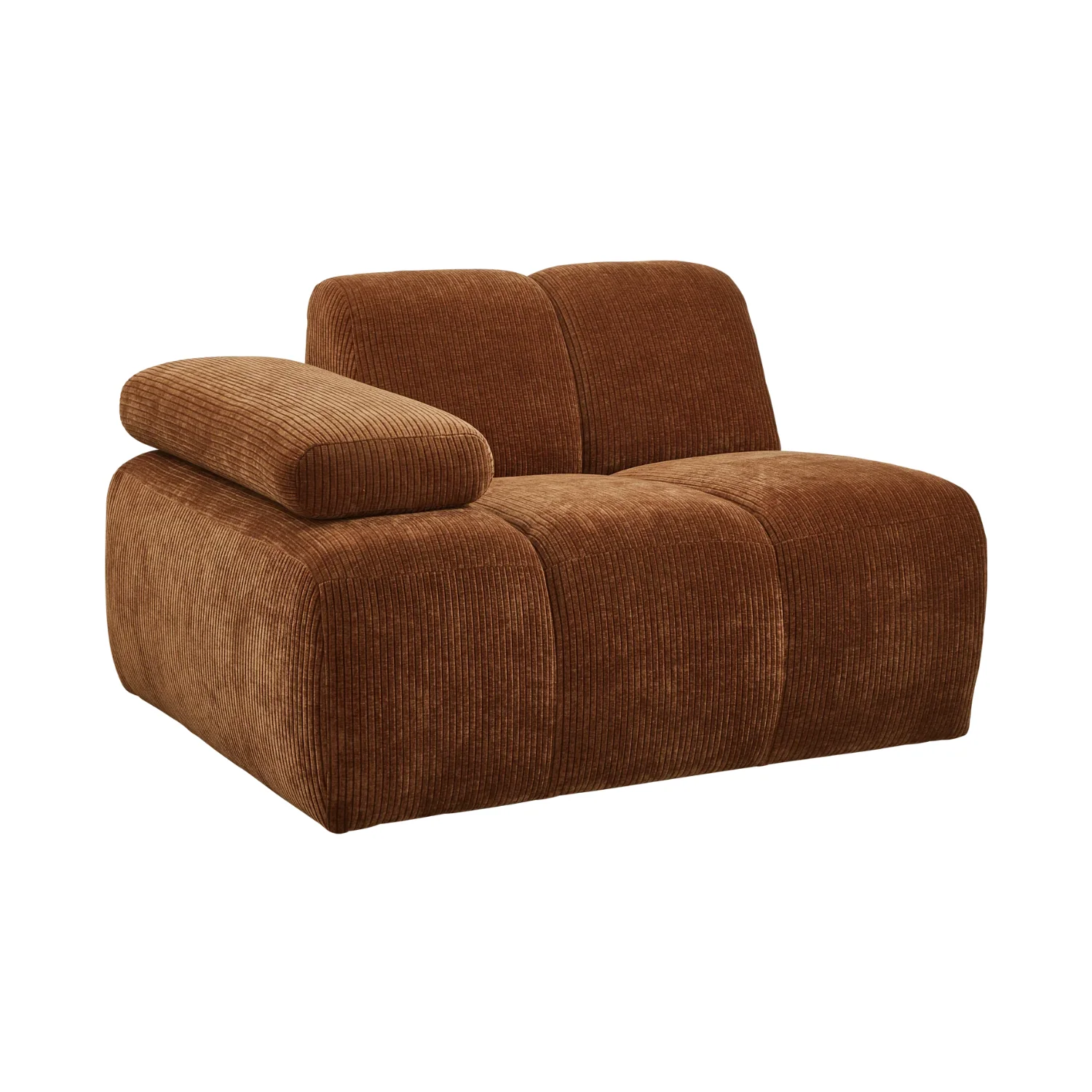 Sofa modułowa MOJO - element lewostronny rdzawy brązowy sztruks