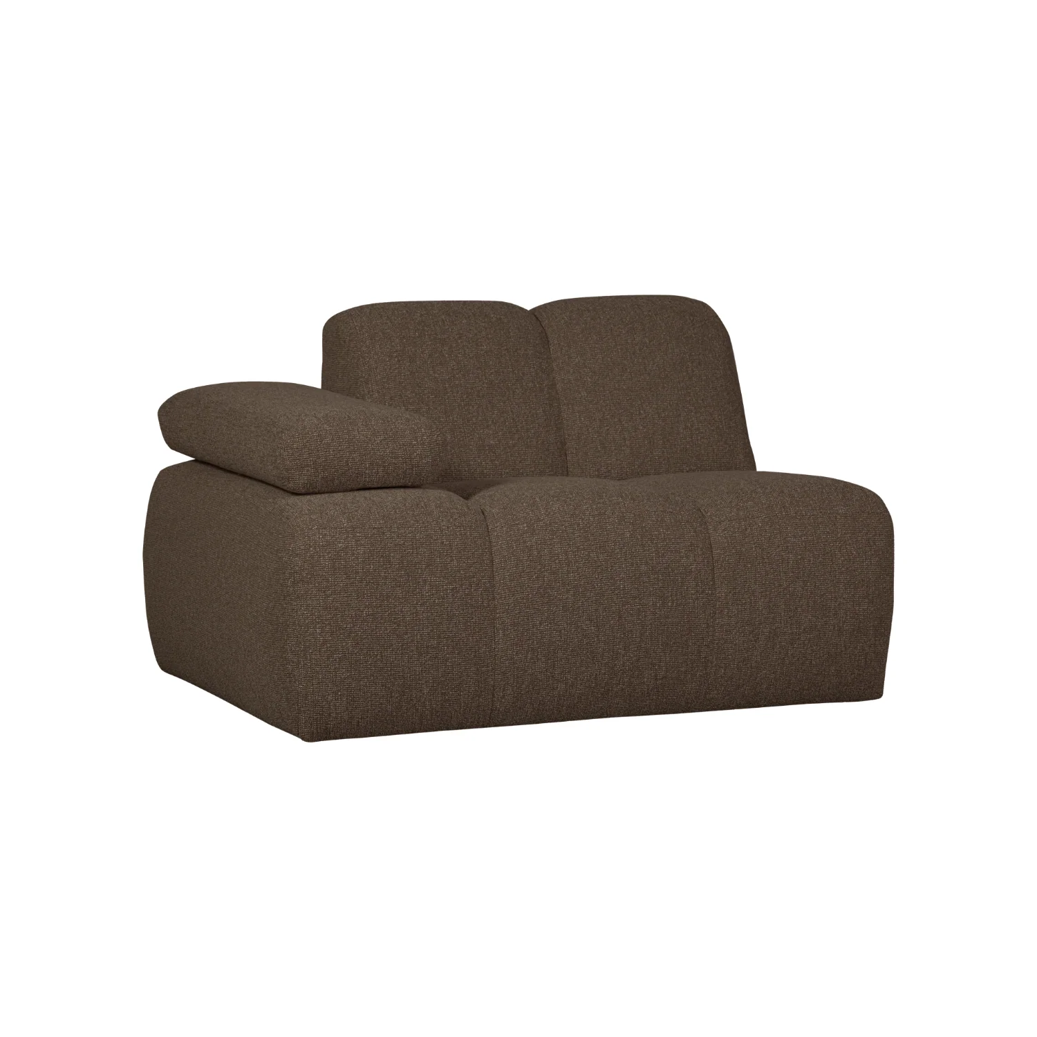 Sofa modułowa MOJO - element lewostronny ciemnobrązowy bouclé