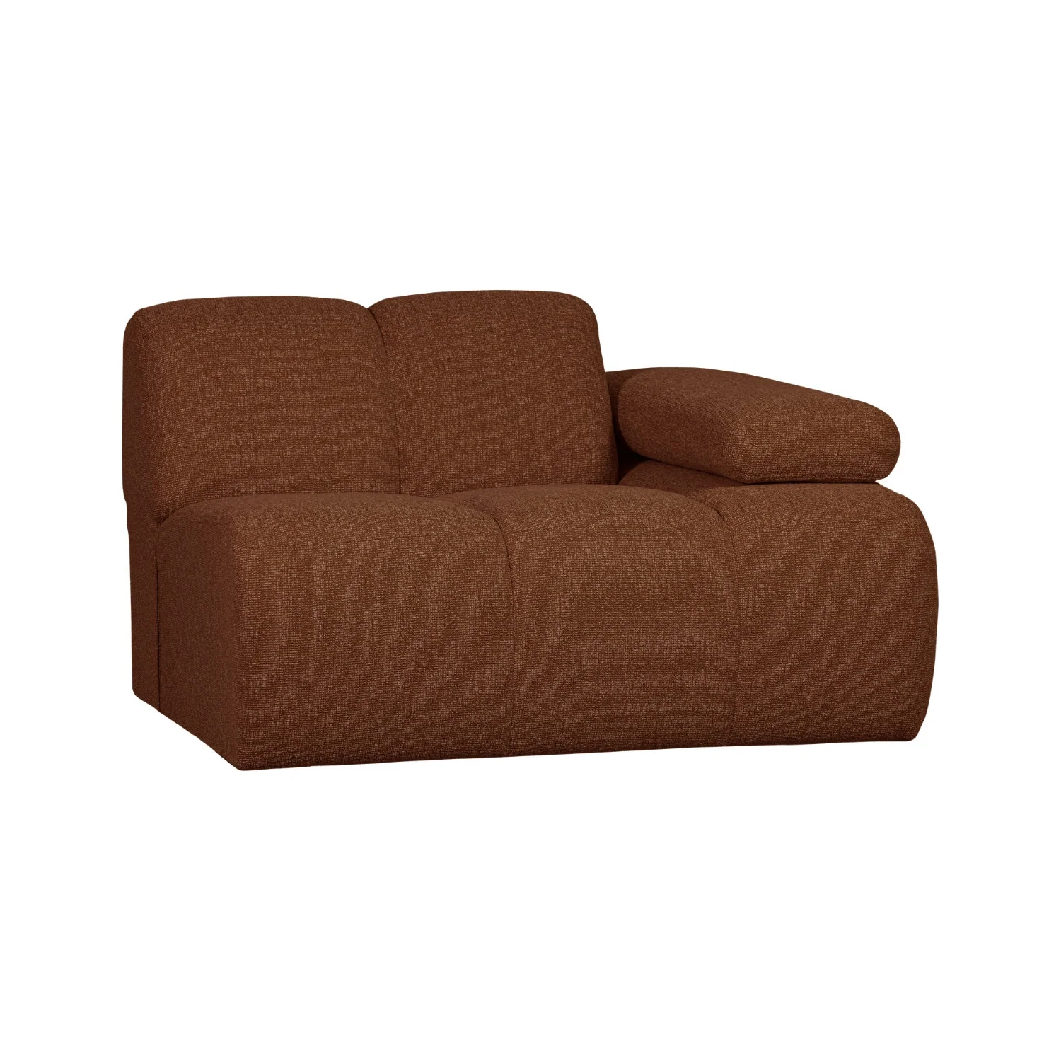 Sofa modułowa MOJO - element prawostronny rdzawy brązowy bouclé