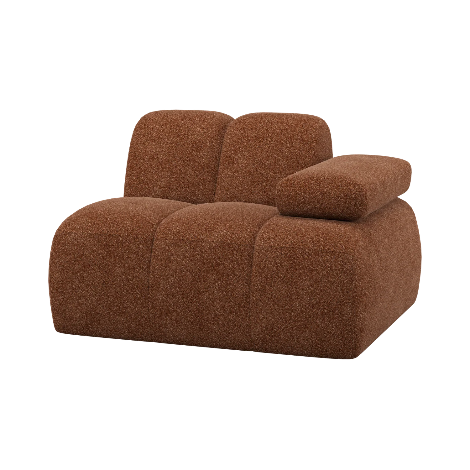 Sofa modułowa MOJO - element prawostronny rdzawy brązowy baranek