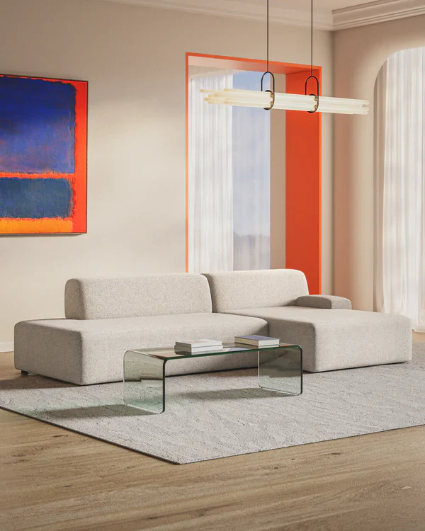 Sofa modułowa UMI - element otwarty prawostronny beżowy - Image 2