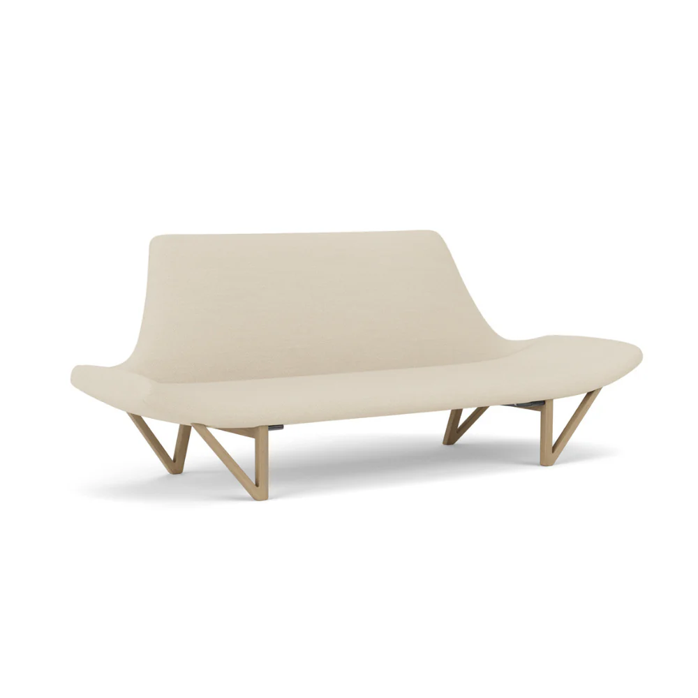 Sofa PAGODE kremowy z dębową podstawą