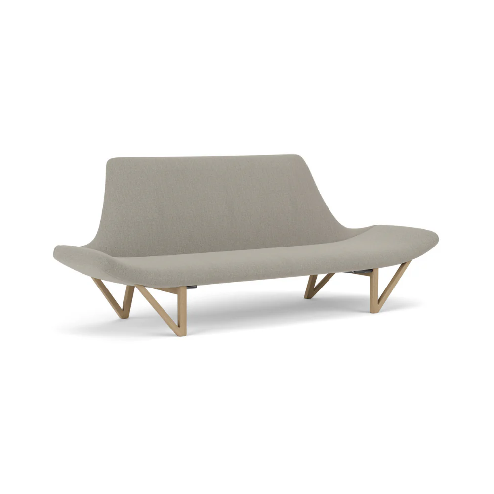 Sofa PAGODE szary z dębową podstawą