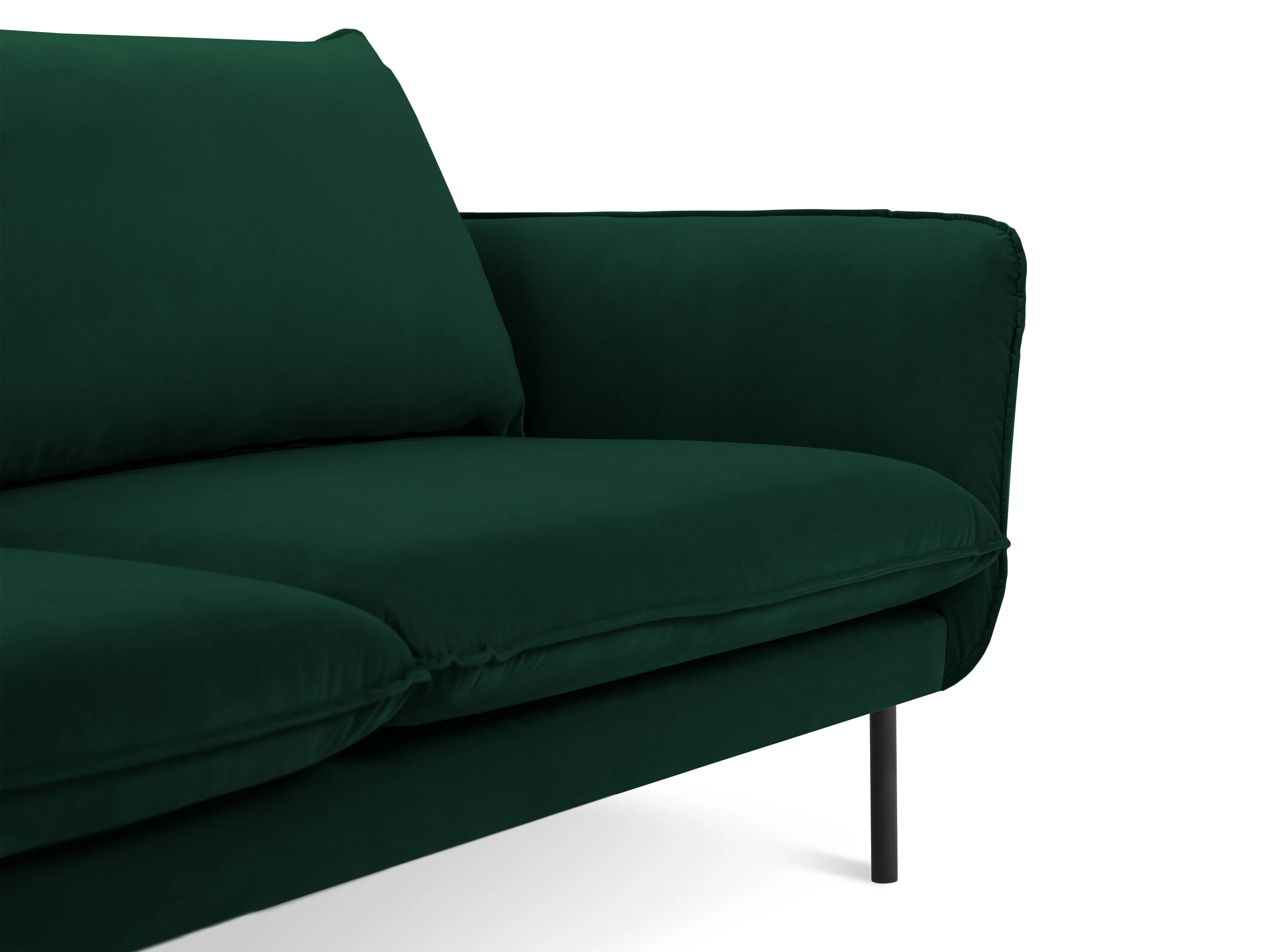 Sofa panoramiczna aksamitna 6-osobowa VIENNA butelkowa zieleń z czarną podstawą - Image 7