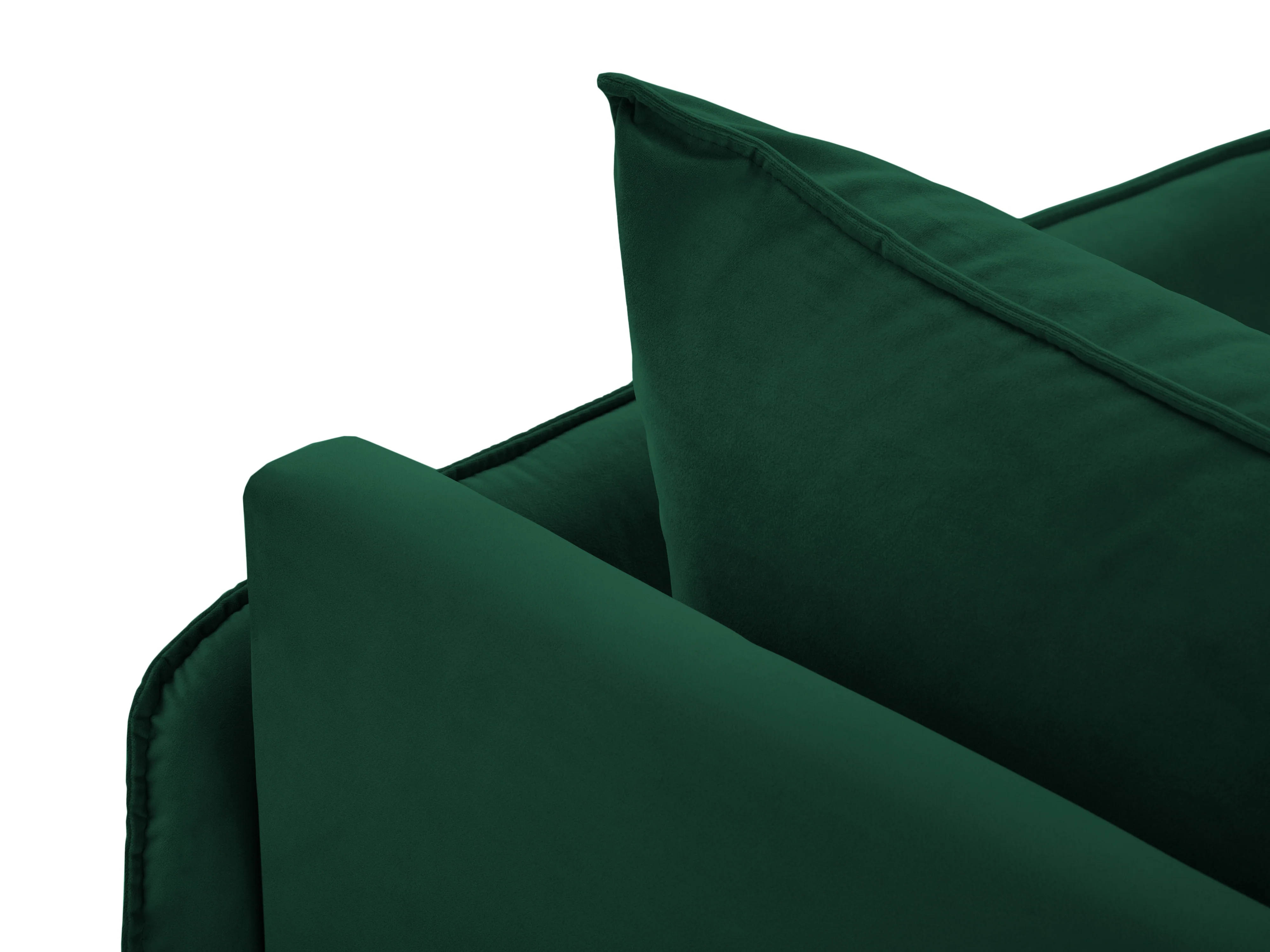 Sofa panoramiczna aksamitna 6-osobowa VIENNA butelkowa zieleń ze złotą podstawą - Image 8