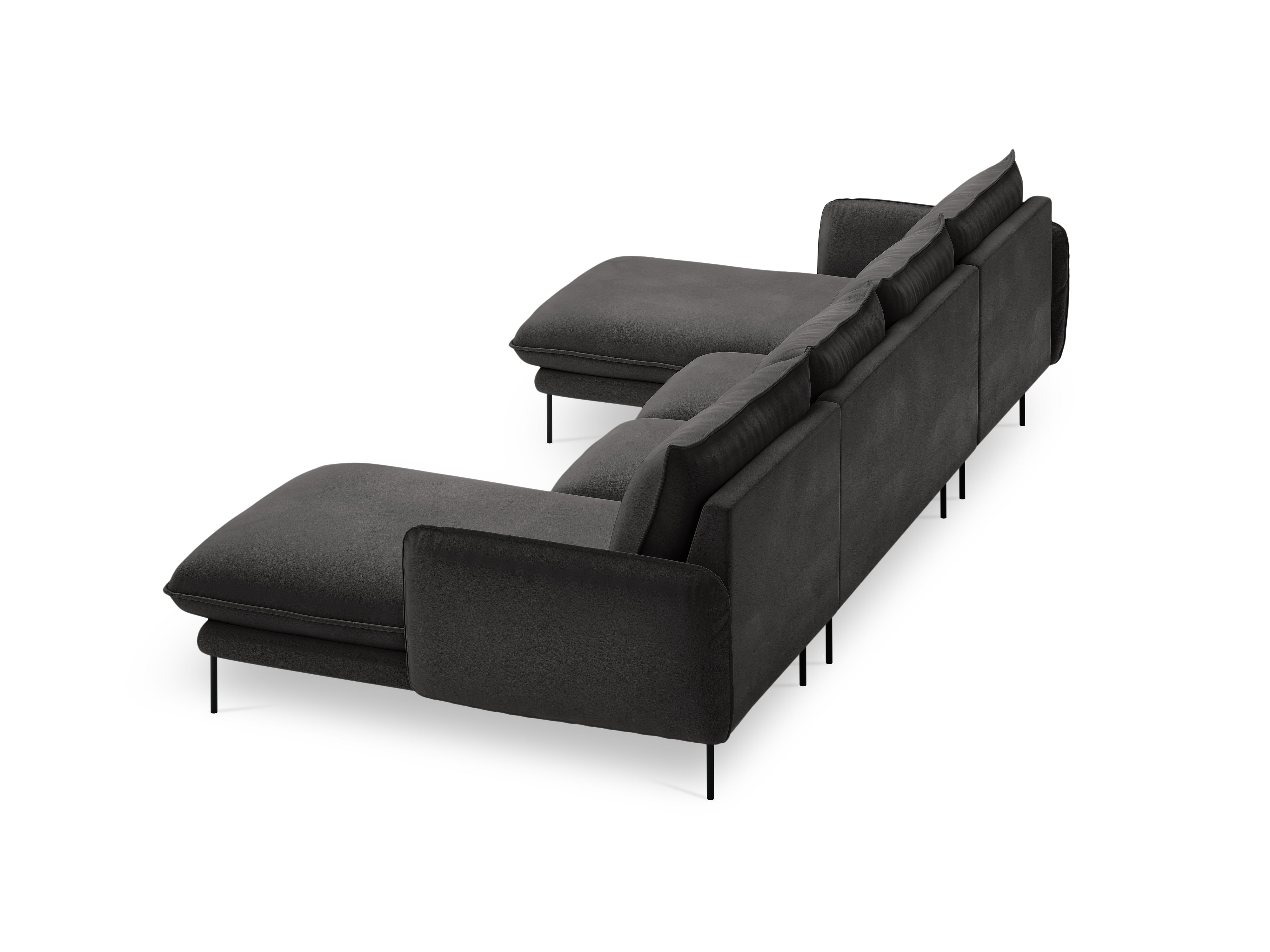 Sofa panoramiczna aksamitna 6-osobowa VIENNA ciemnoszary z czarną podstawą - Image 5