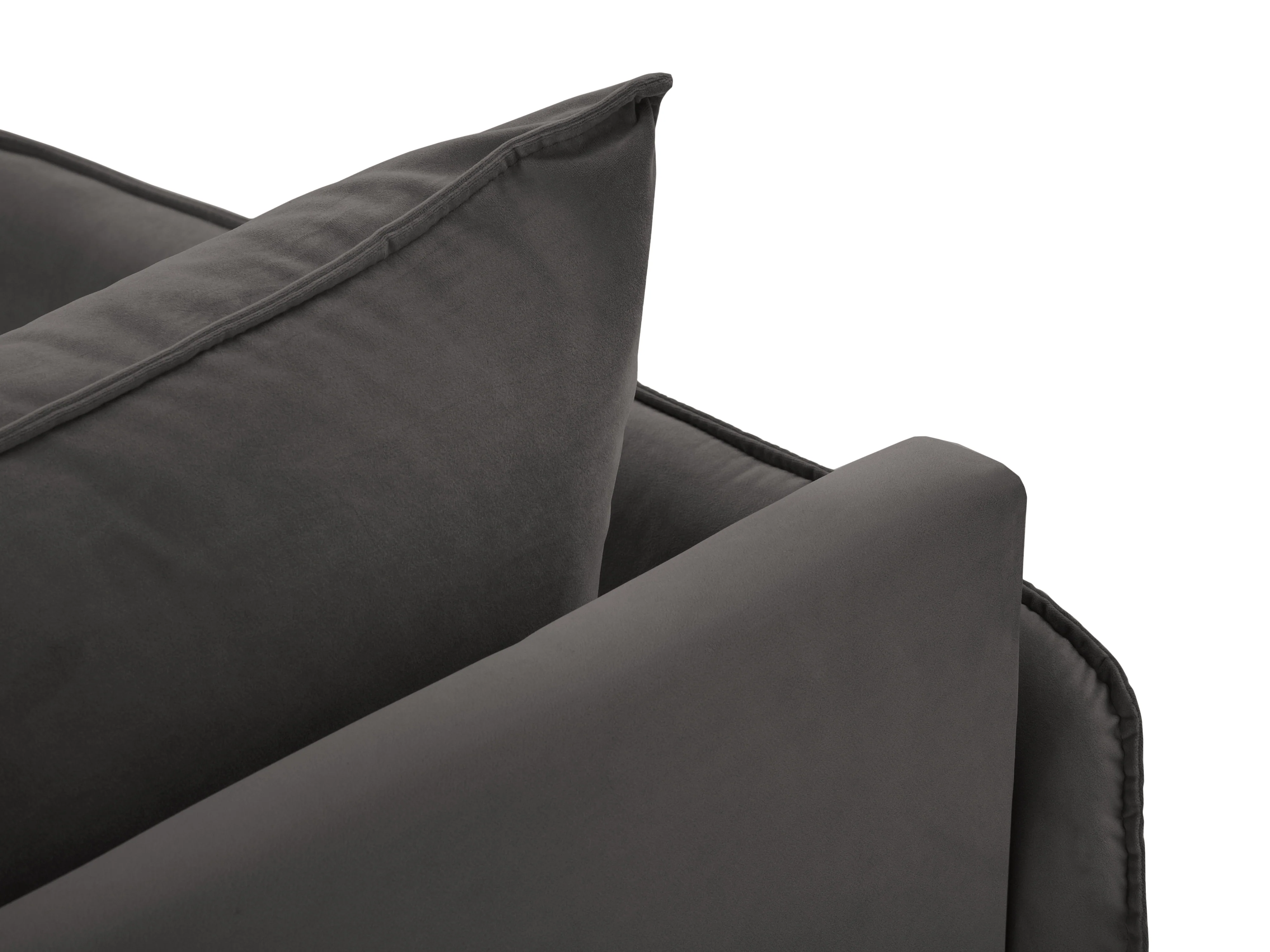 Sofa panoramiczna aksamitna 6-osobowa VIENNA ciemnoszary ze złotą podstawą - Image 6