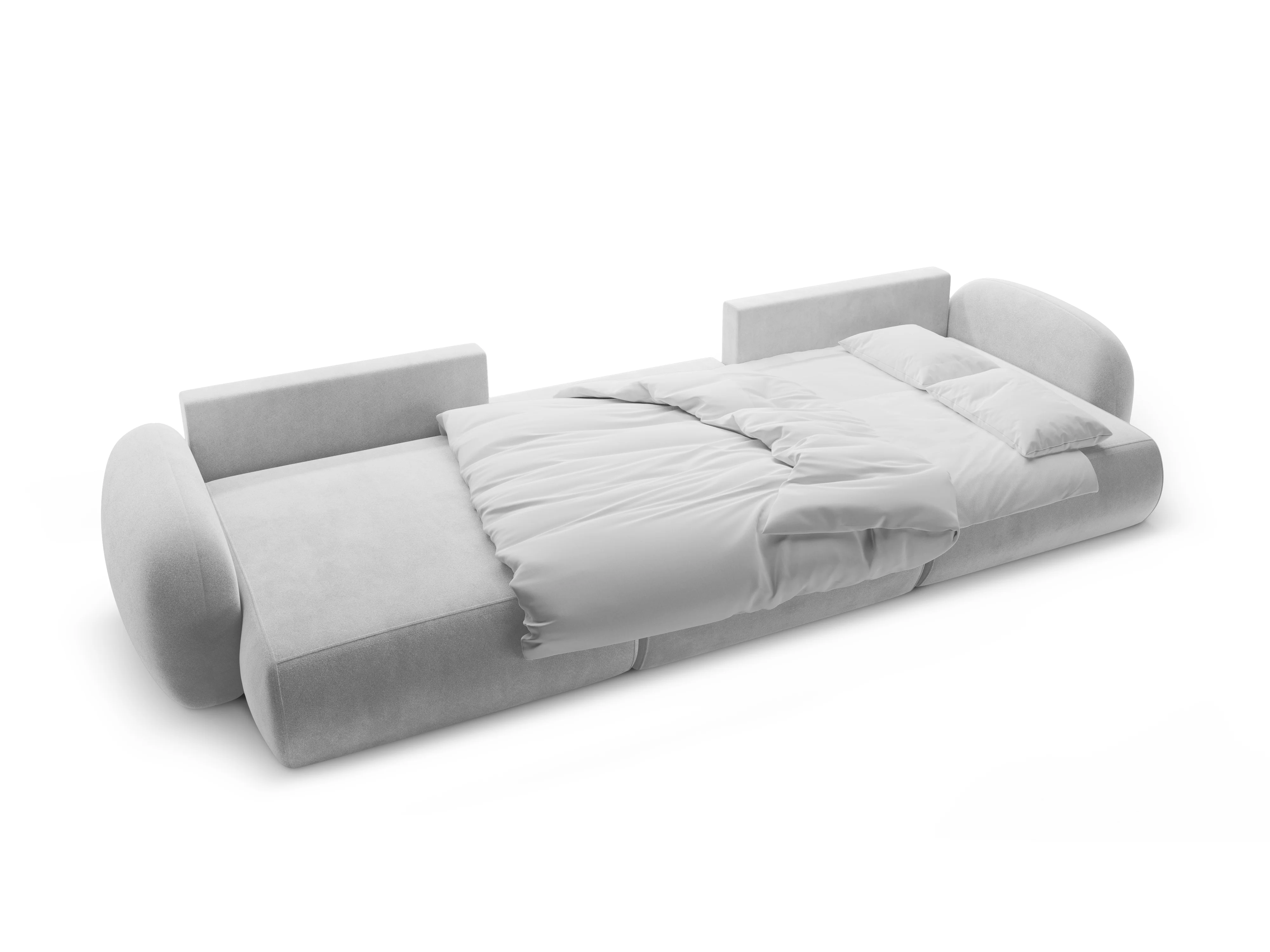 Sofa panoramiczna aksamitna z funkcją spania 5-osobowa TONALE jasnoszary - Image 4