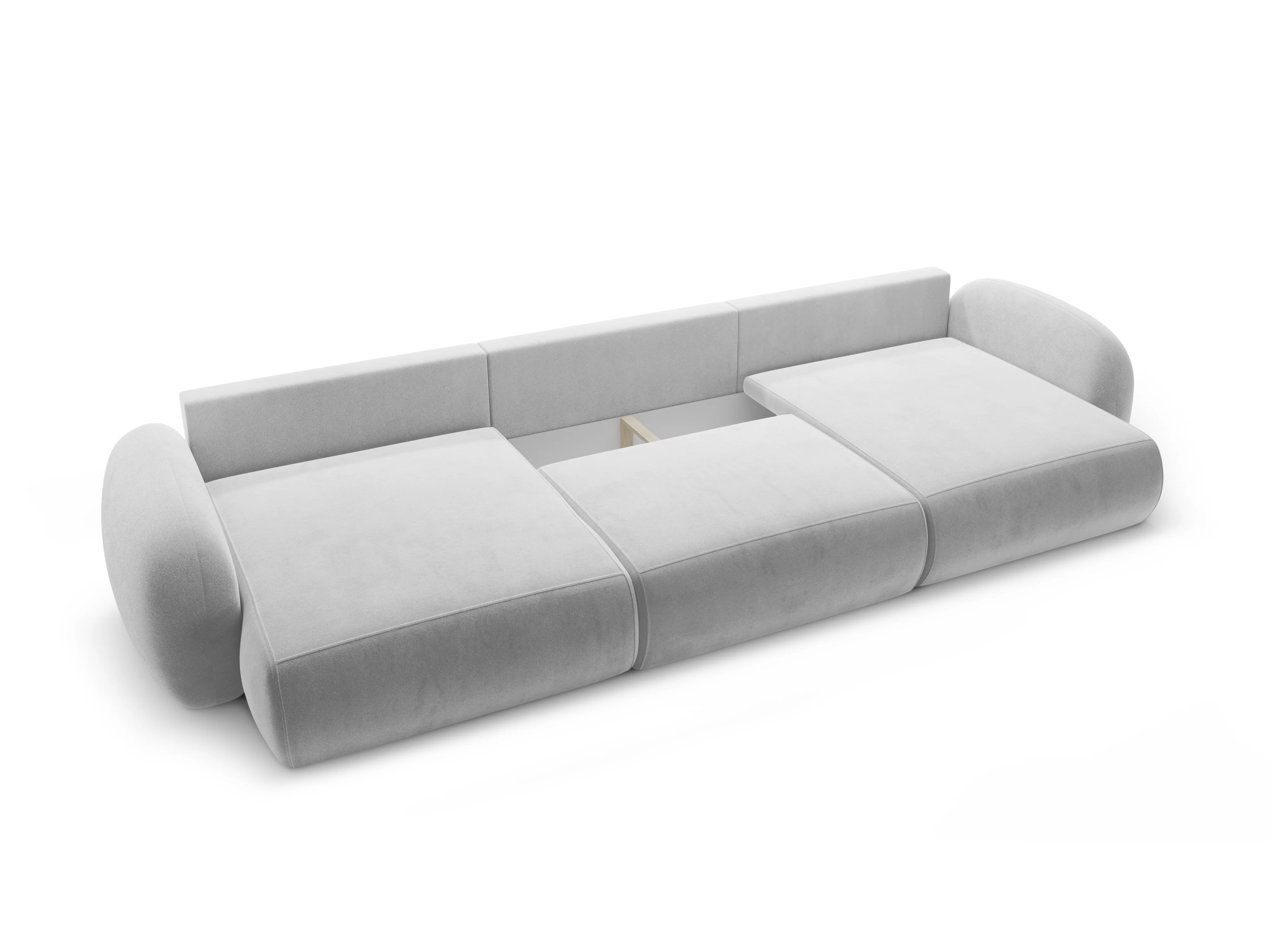 Sofa panoramiczna aksamitna z funkcją spania 5-osobowa TONALE jasnoszary - Image 5
