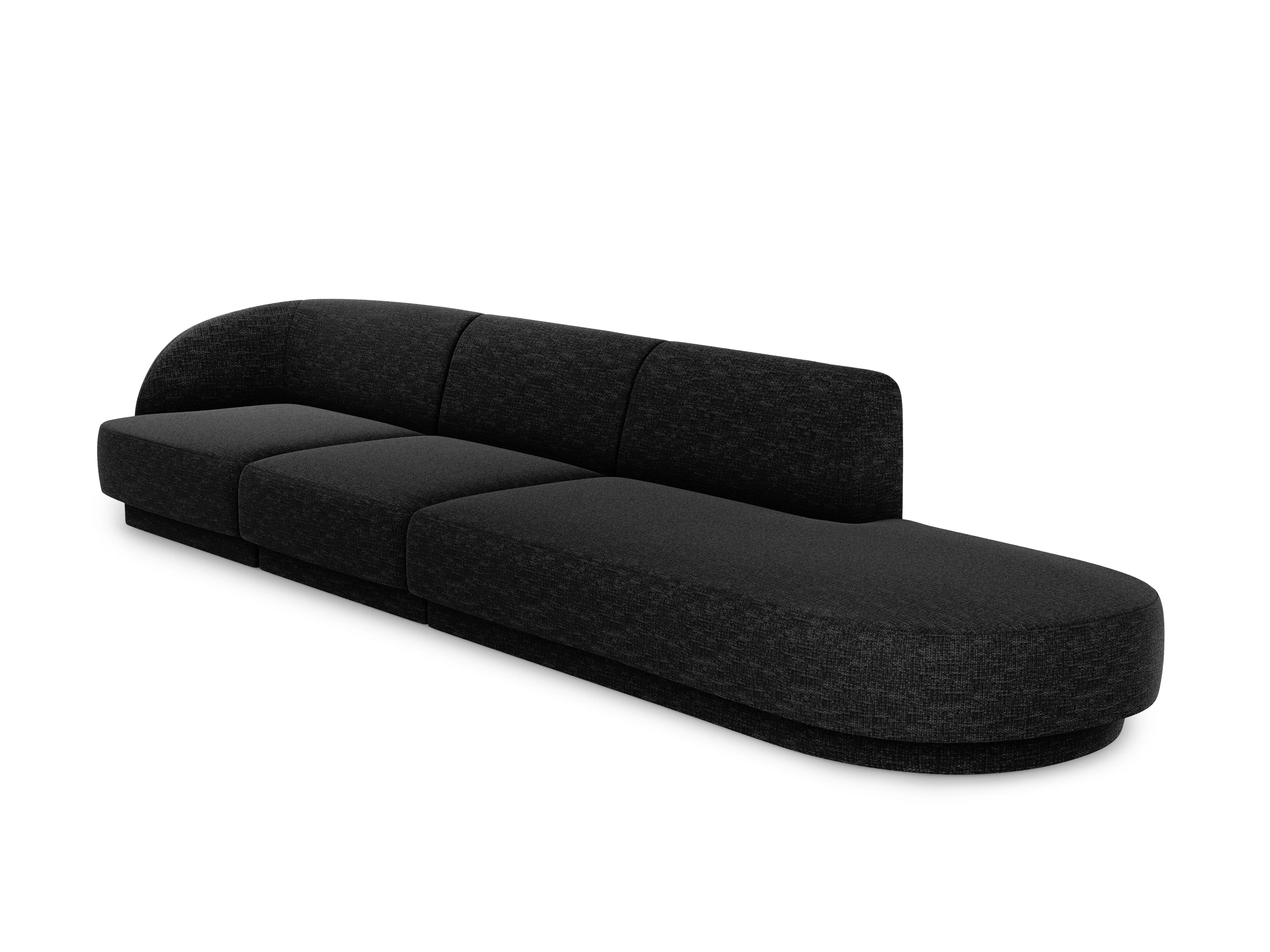 Sofa prawostronna 4-osobowa otwarta MILEY czarny szenil jedwabisty - Image 2
