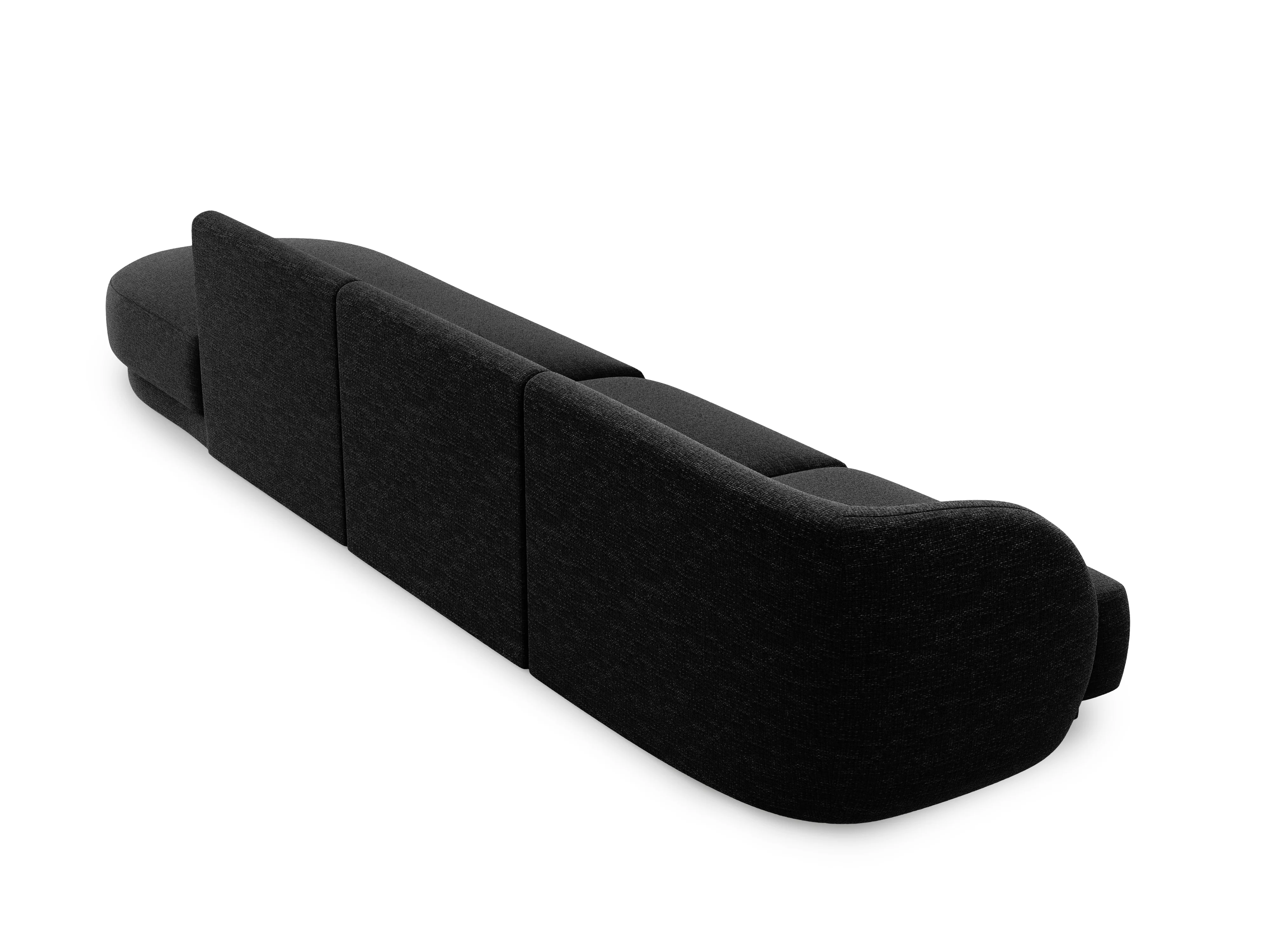 Sofa prawostronna 4-osobowa otwarta MILEY czarny szenil jedwabisty - Image 3