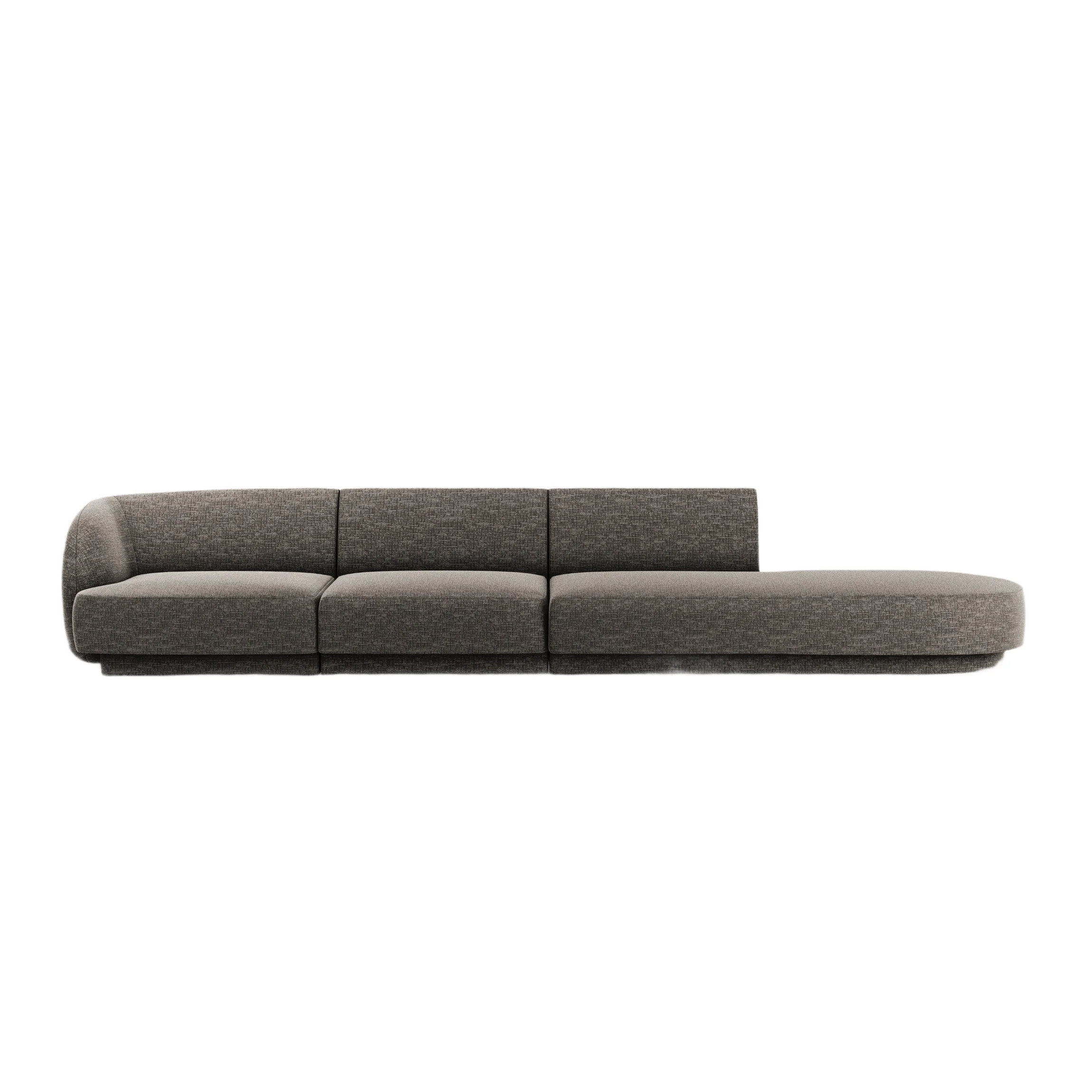 Sofa prawostronna 4-osobowa otwarta MILEY szary szenil jedwabisty