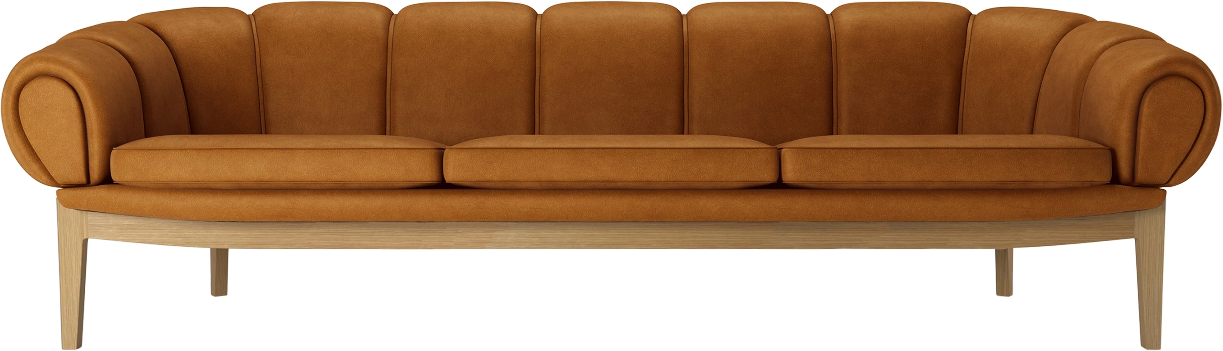 Sofa 3-osobowa CROISSANT tapicerowana skóra z dębową podstawą - Image 3