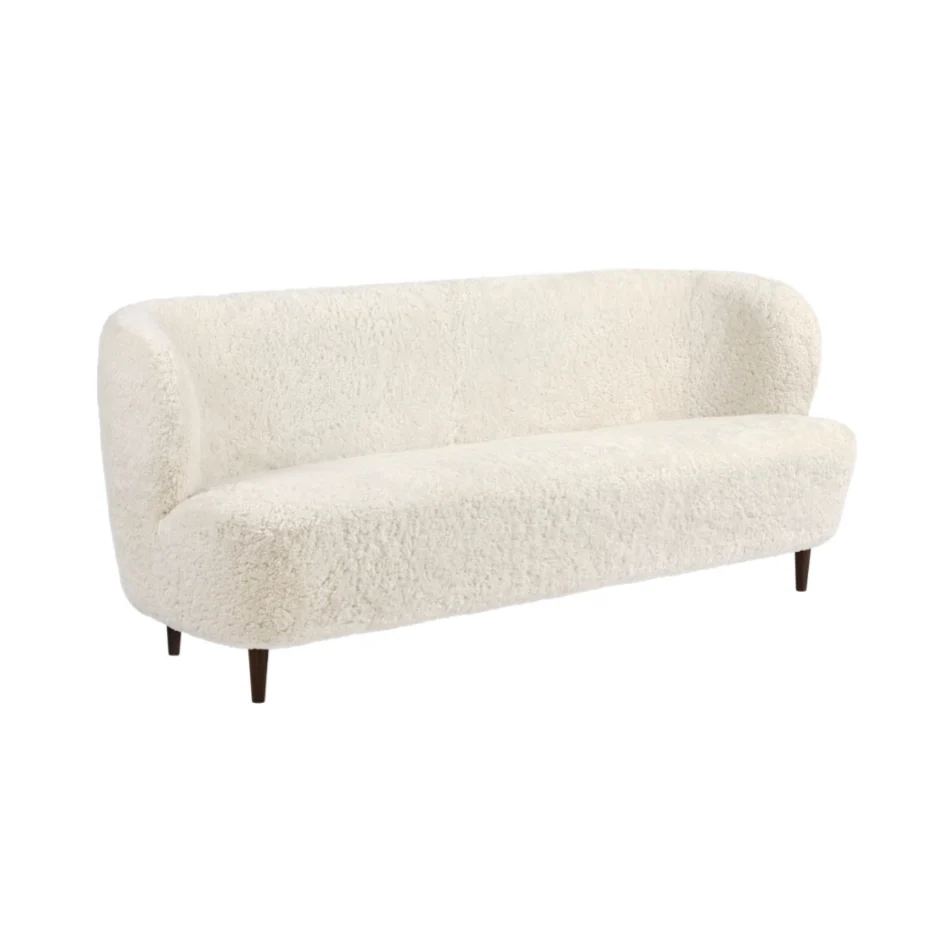Sofa STAY tapicerowana z ciemną dębową podstawą