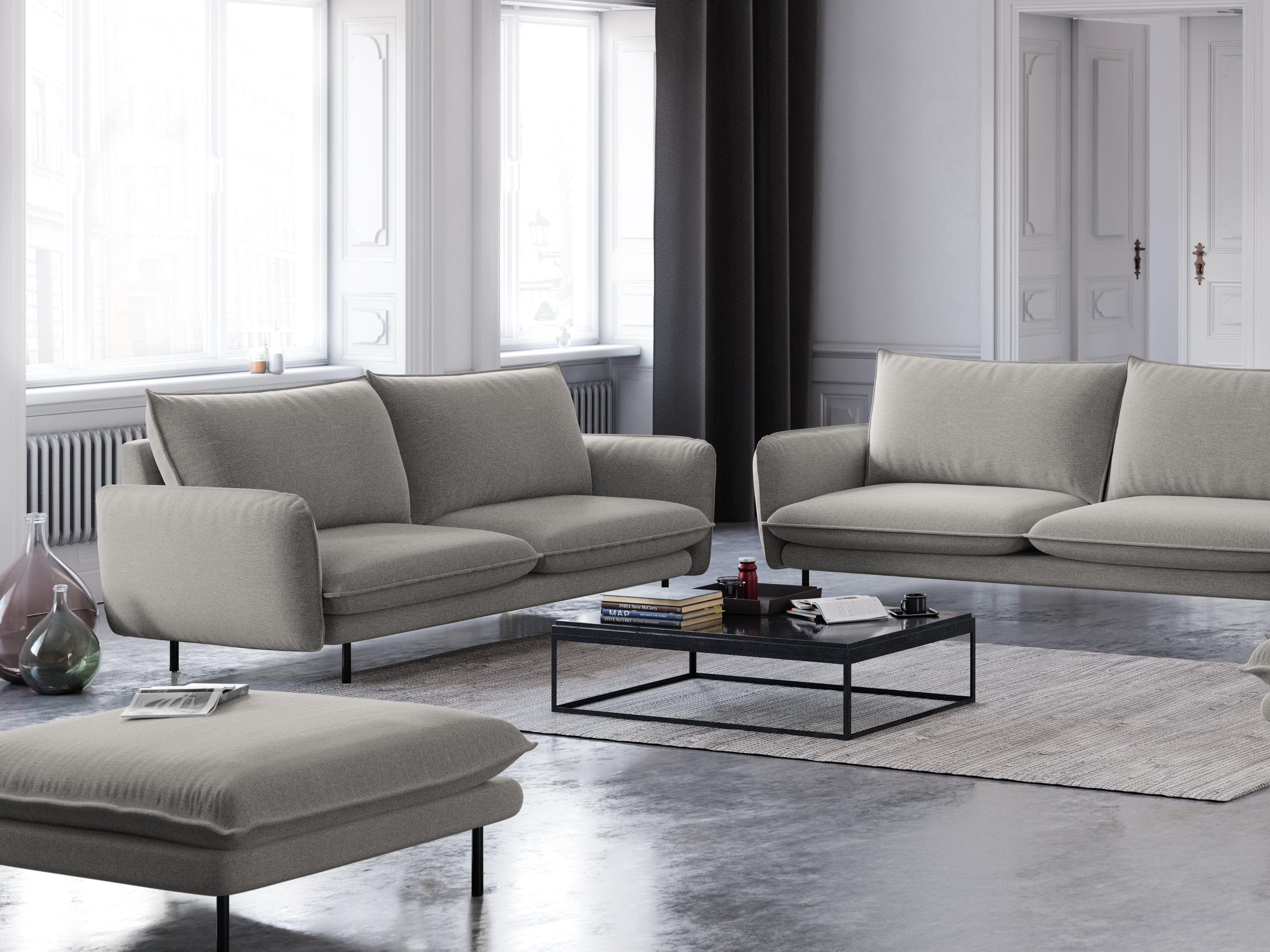 Sofa 2-osobowa VIENNA jasnoszary szenil z czarną podstawą - Image 2