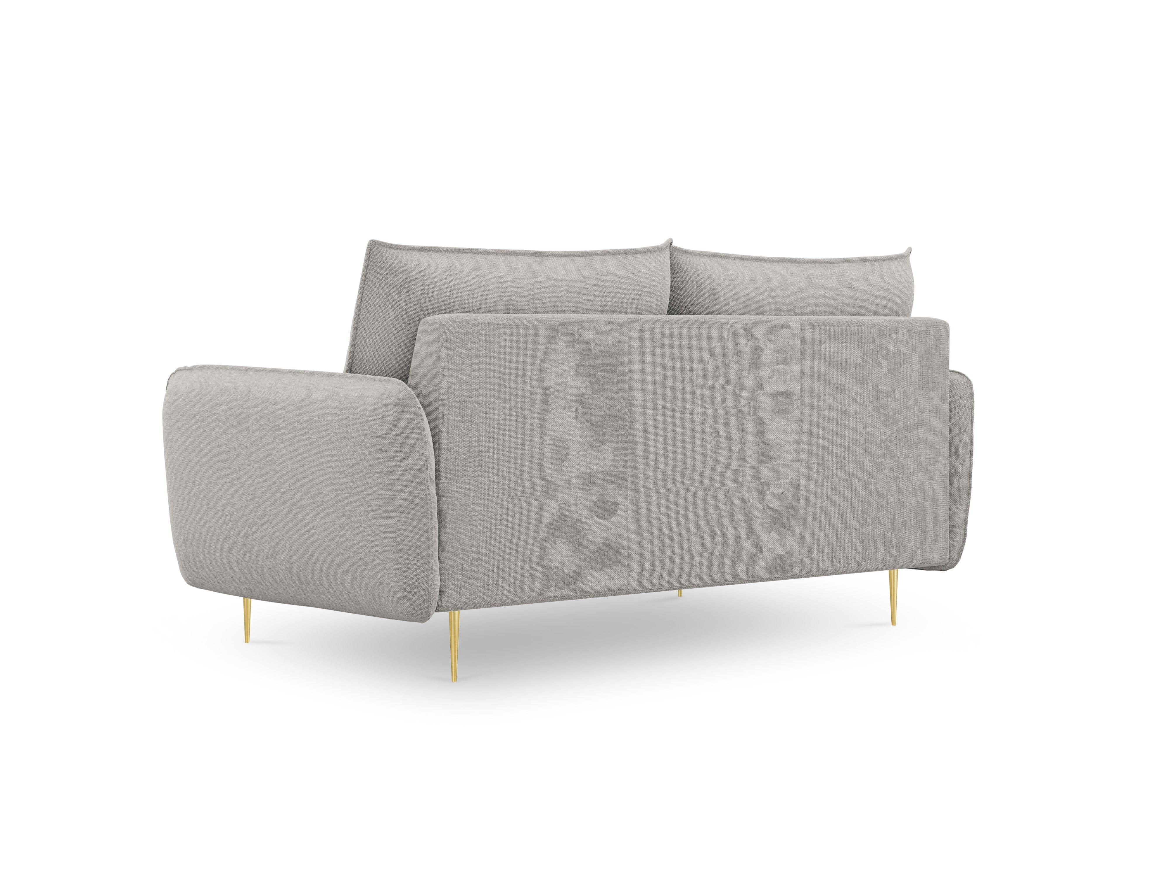 Sofa 2-osobowa VIENNA jasnoszary szenil ze złotą podstawą - Image 7