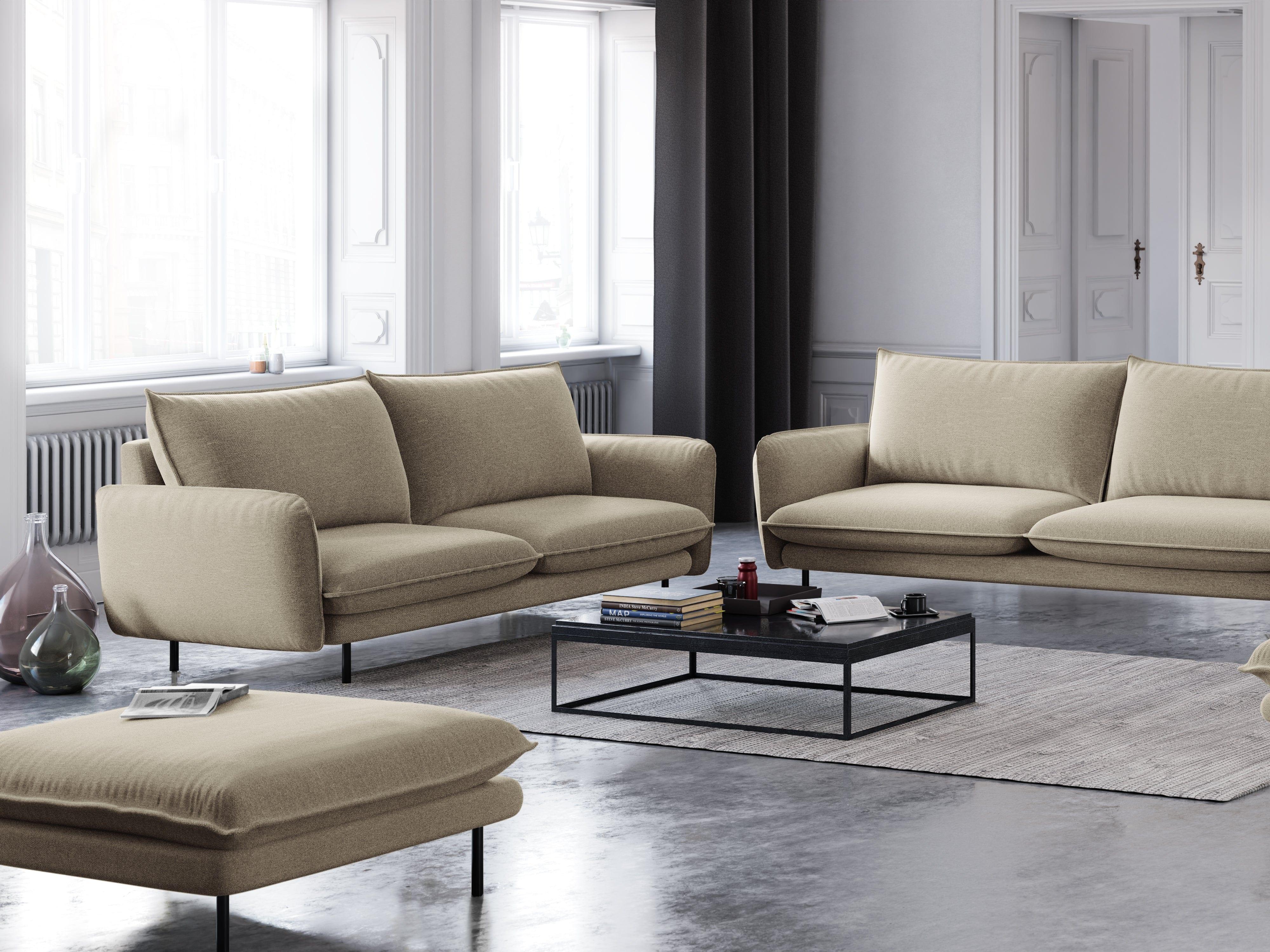 Sofa 2-osobowa VIENNA beżowy szenil z czarną podstawą - Image 2