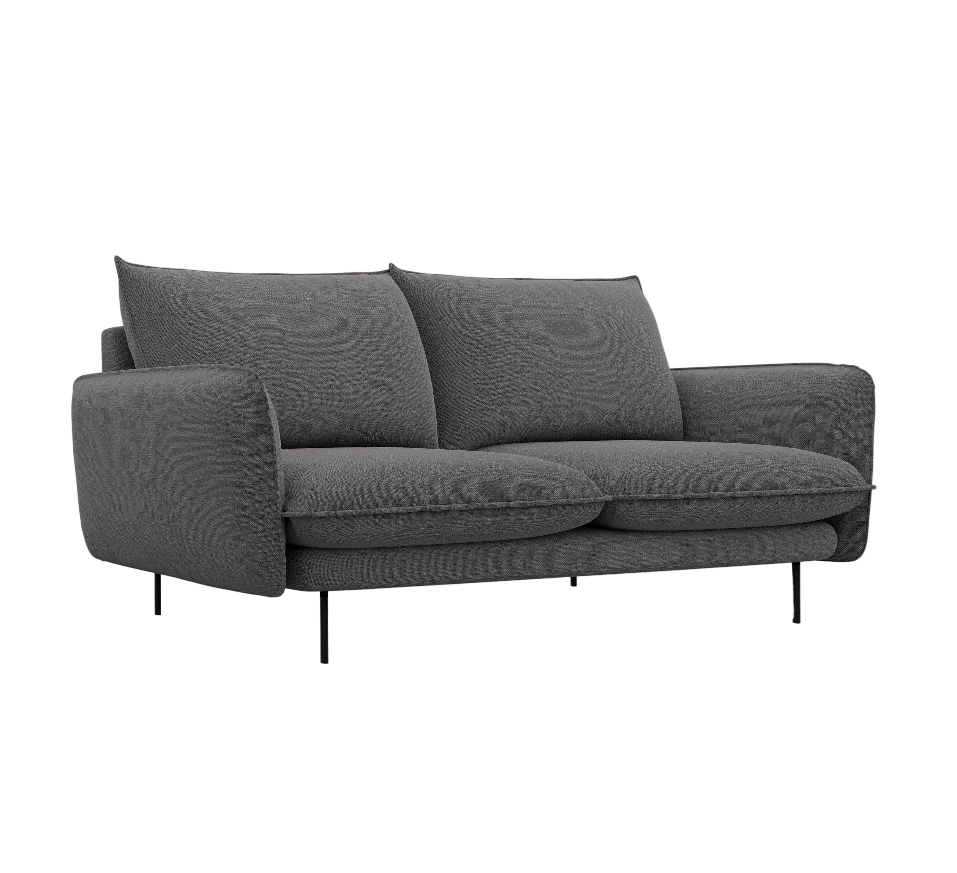 Sofa 2-osobowa VIENNA ciemnoszary szenil z czarną podstawą