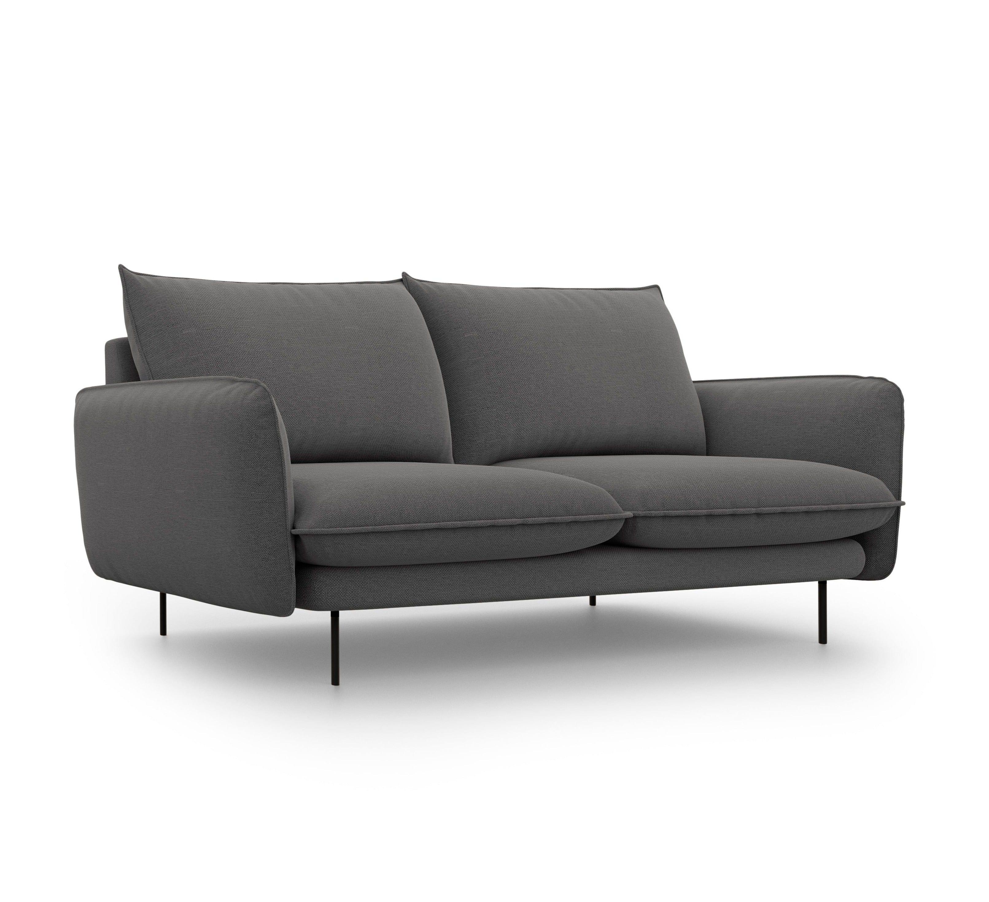 Sofa 2-osobowa VIENNA ciemnoszary szenil z czarną podstawą - Image 5