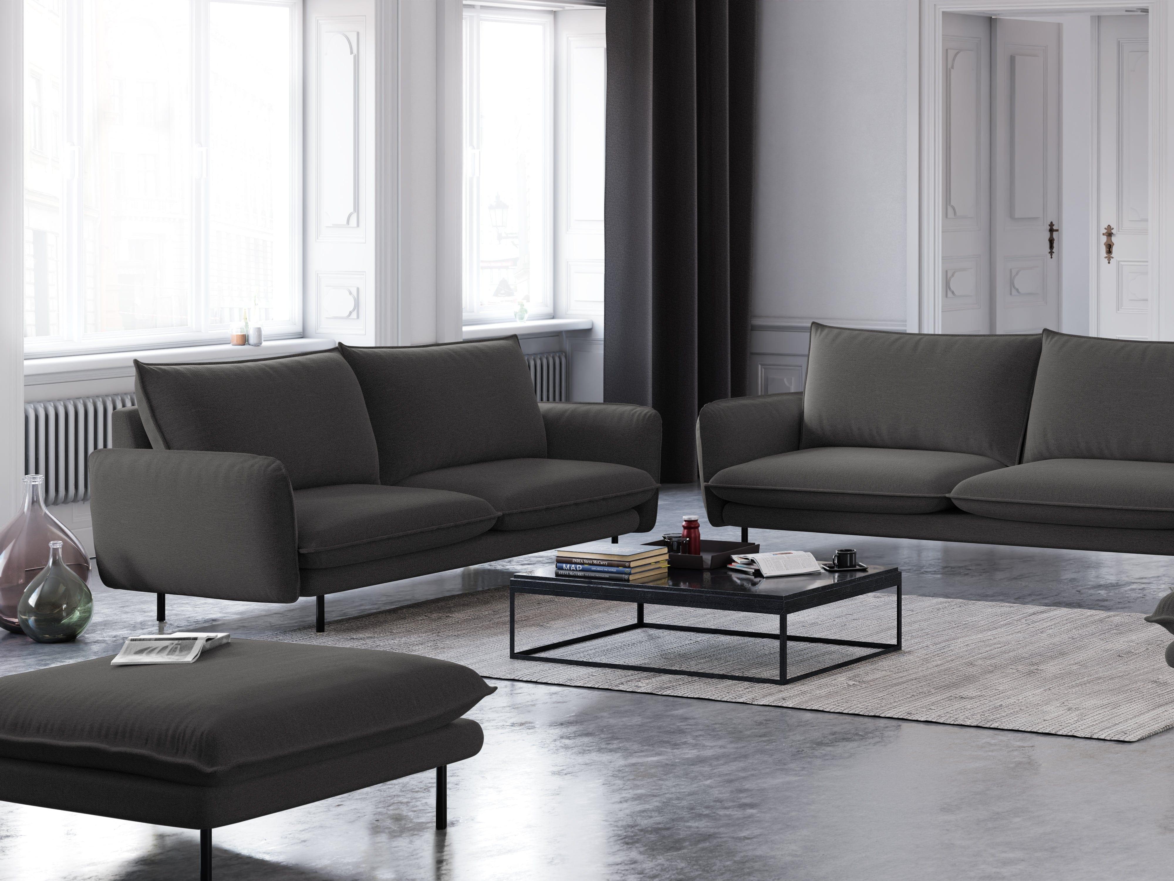 Sofa 2-osobowa VIENNA ciemnoszary szenil z czarną podstawą - Image 6