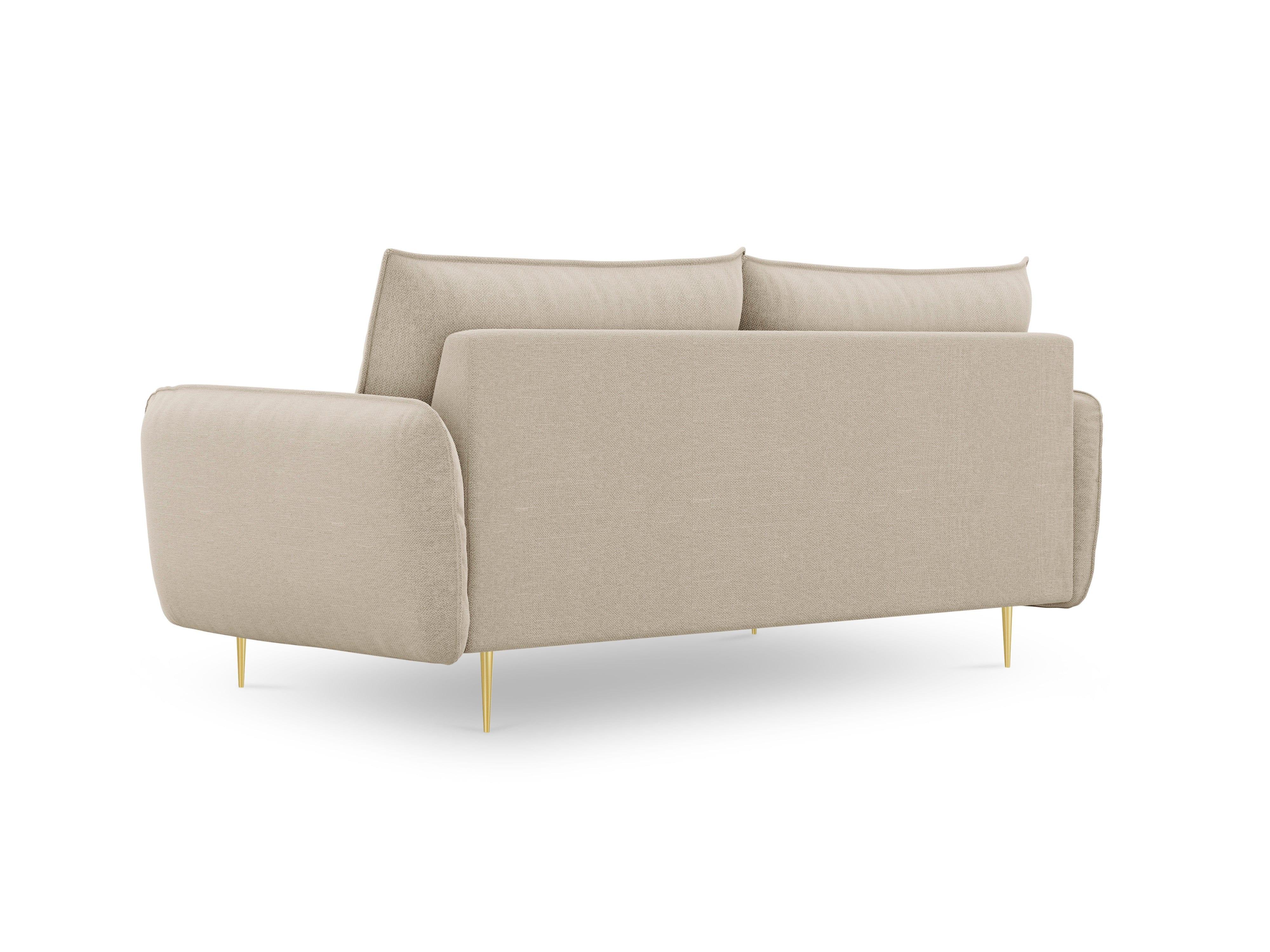 Sofa 3-osobowa VIENNA beżowy szenil ze złotą podstawą - Image 3