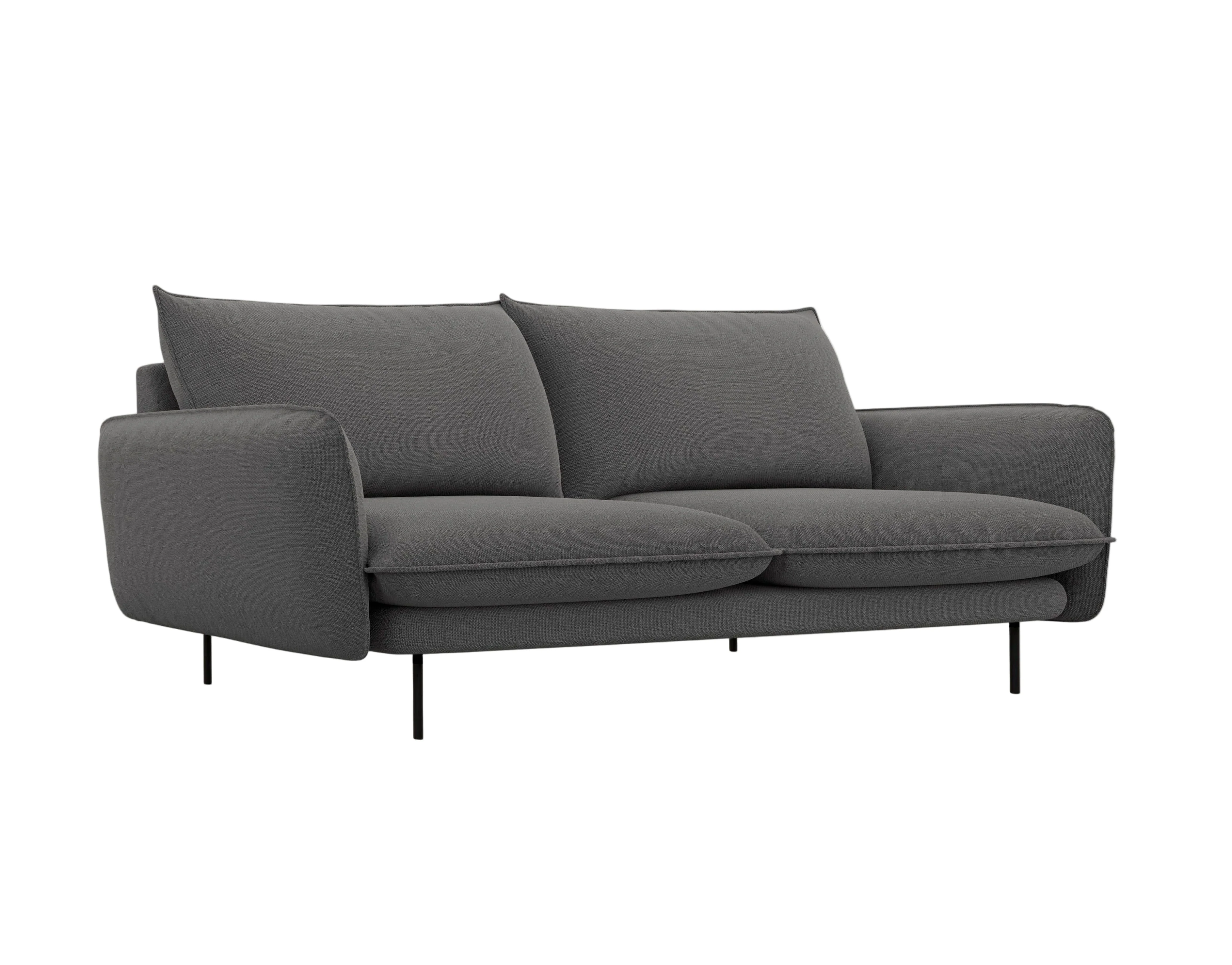 Sofa 3-osobowa VIENNA ciemnoszary szenil z czarną podstawą