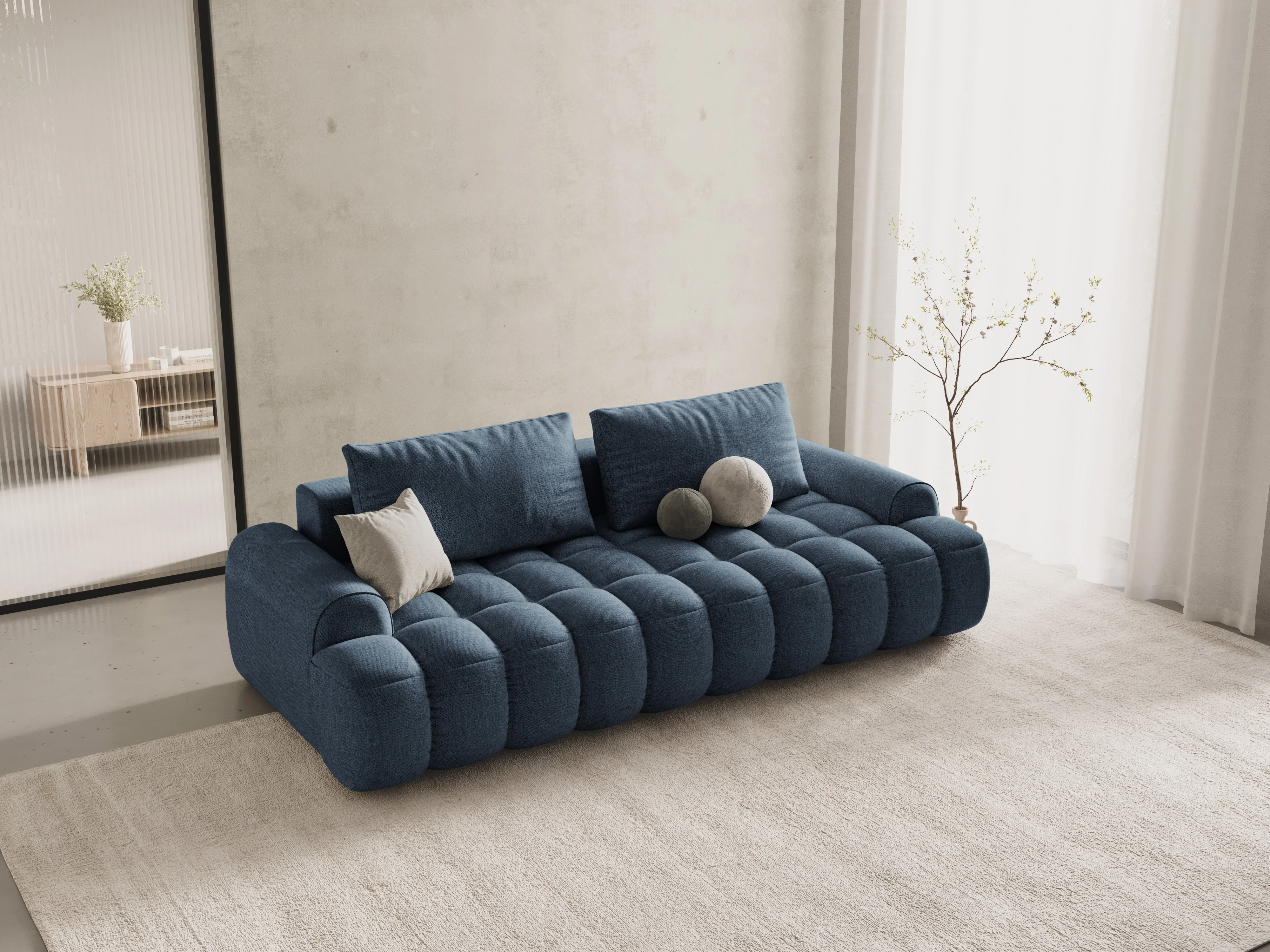 Sofa z funkcją spania 4-osobowa LINZ niebieski - Image 2