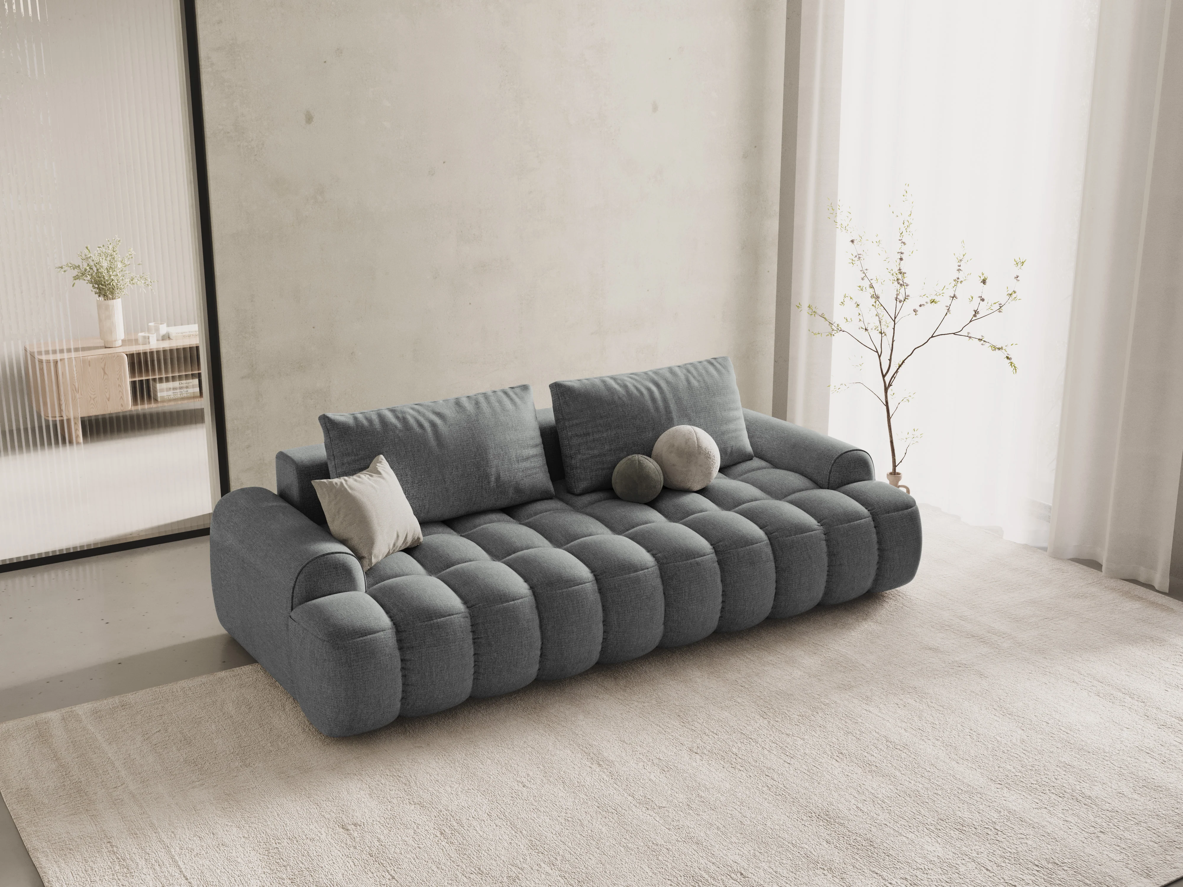 Sofa z funkcją spania 4-osobowa LINZ szary - Image 2